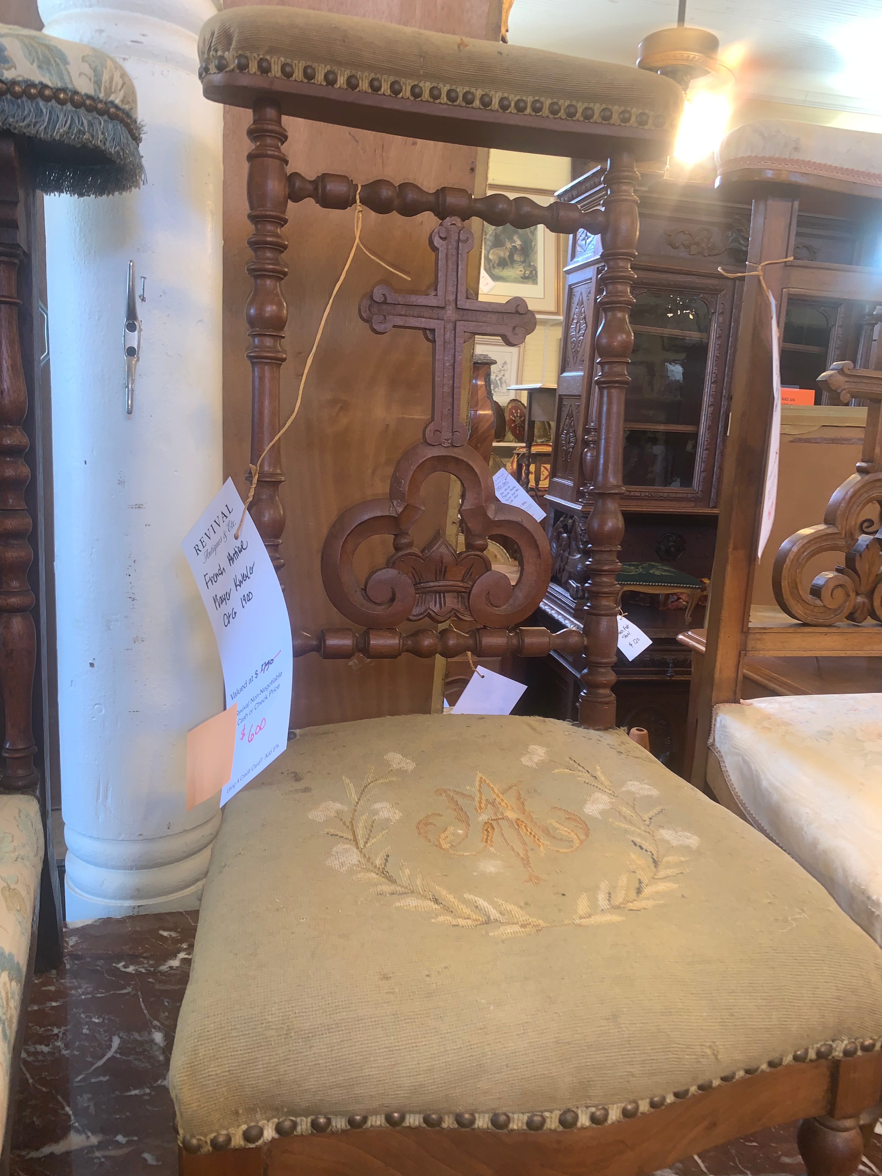 French Antique Prayer Kneeler  c.1900