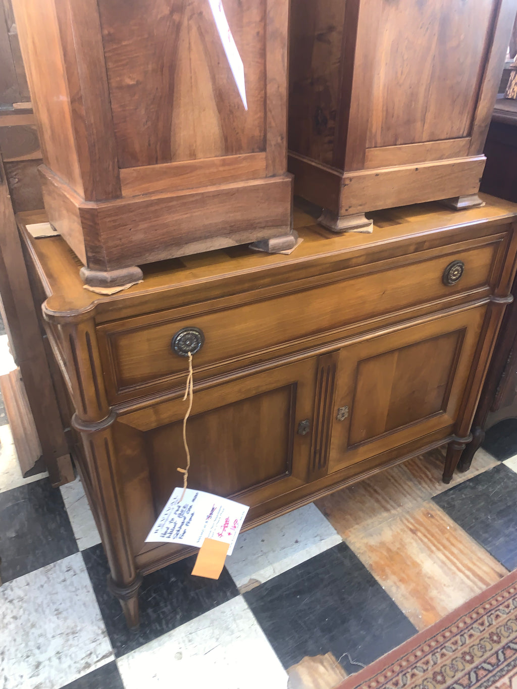 Hard To Find Walnut Petite Sideboard From France  c.1930s