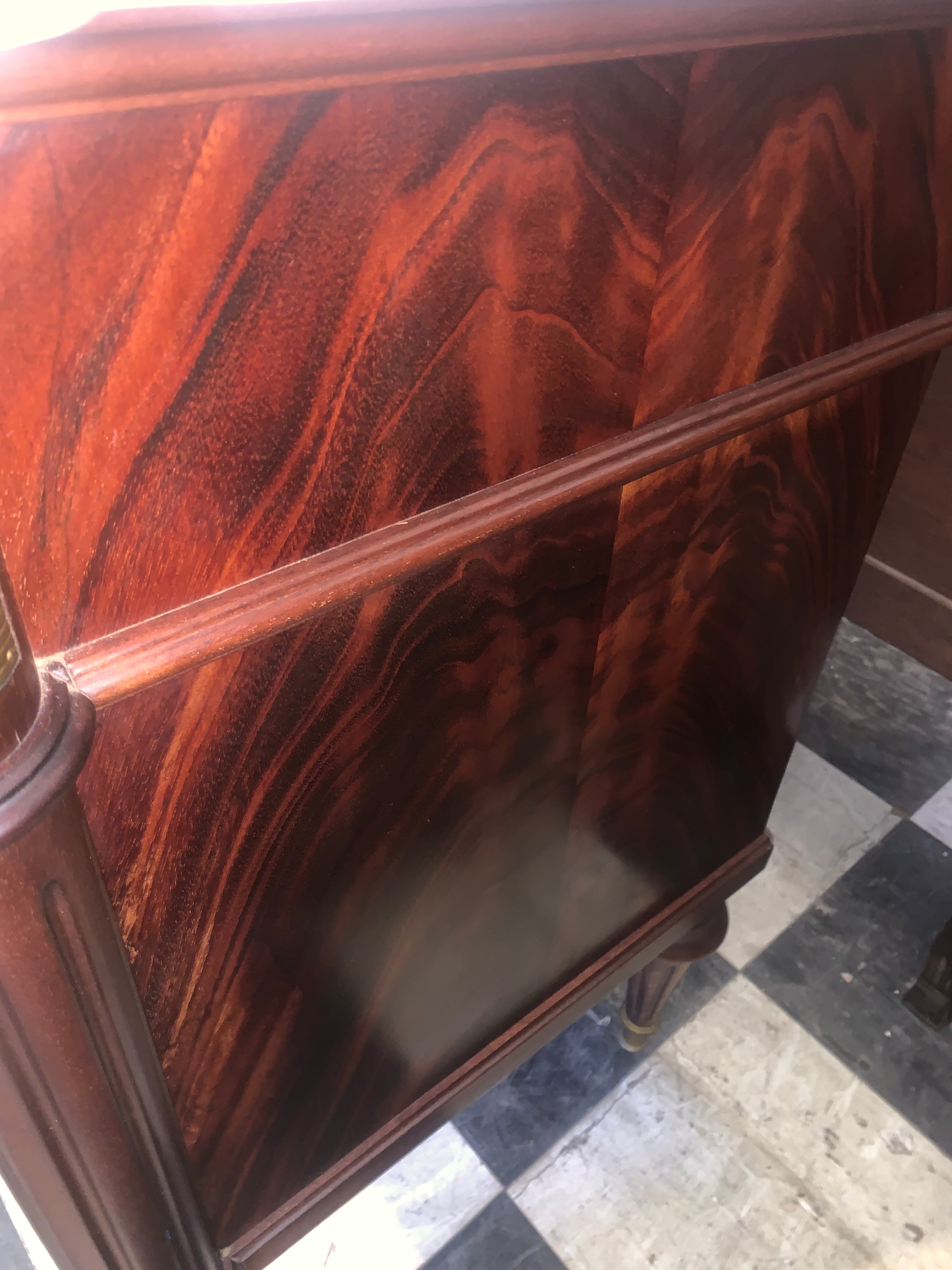 Gilt Ormolu Trimmed Louis XVI Marble Top Mahogany Chest  c.1920s