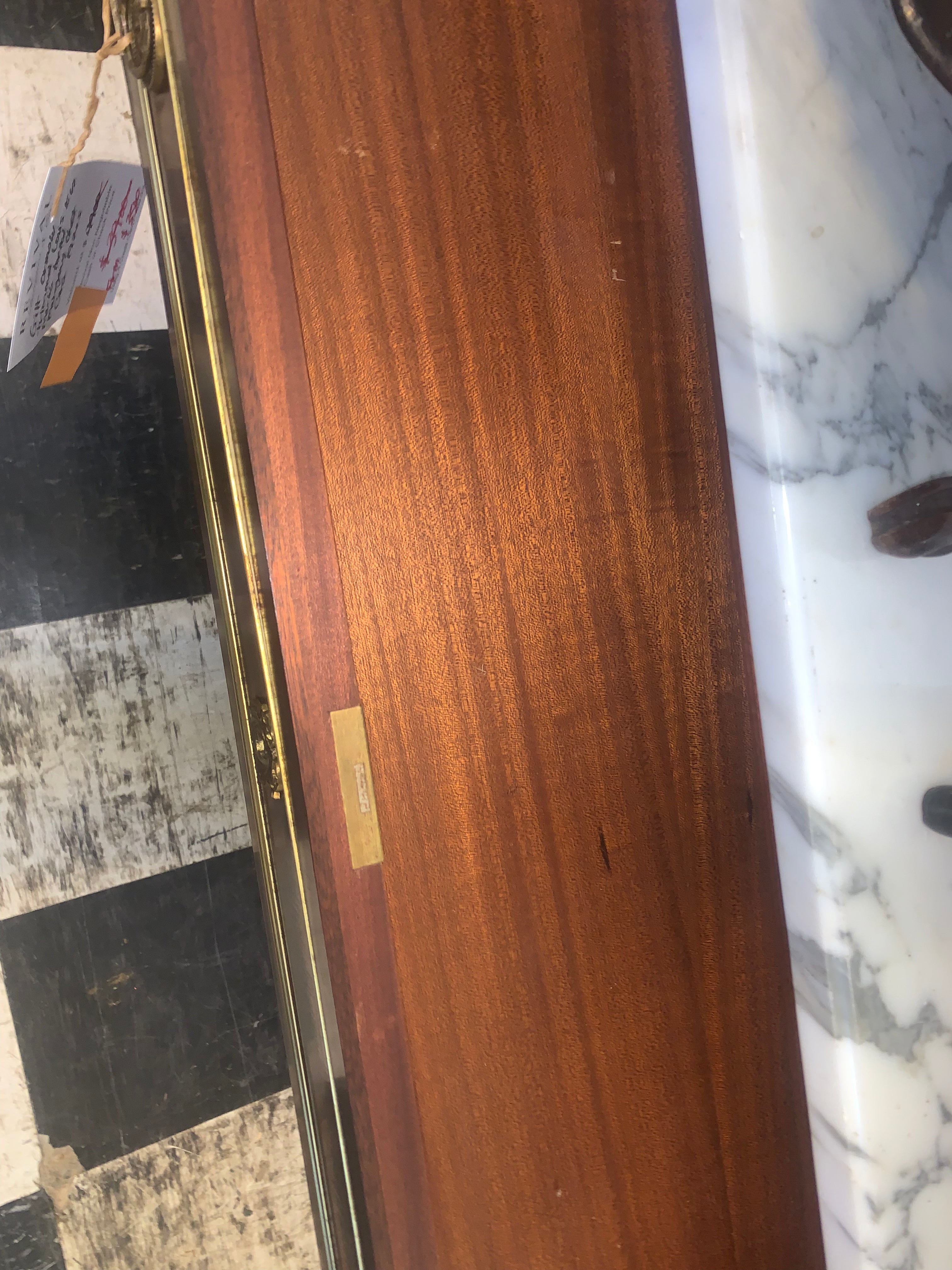 Gilt Ormolu Trimmed Louis XVI Marble Top Mahogany Chest  c.1920s