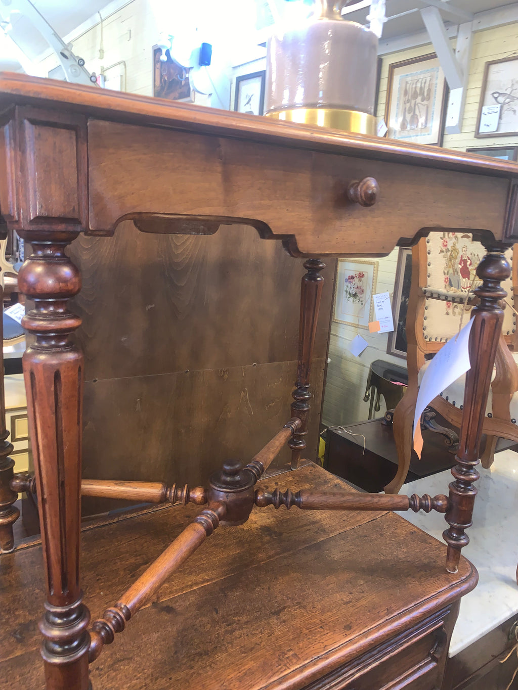 French Walnut Writing Table One Drawer  c.1900