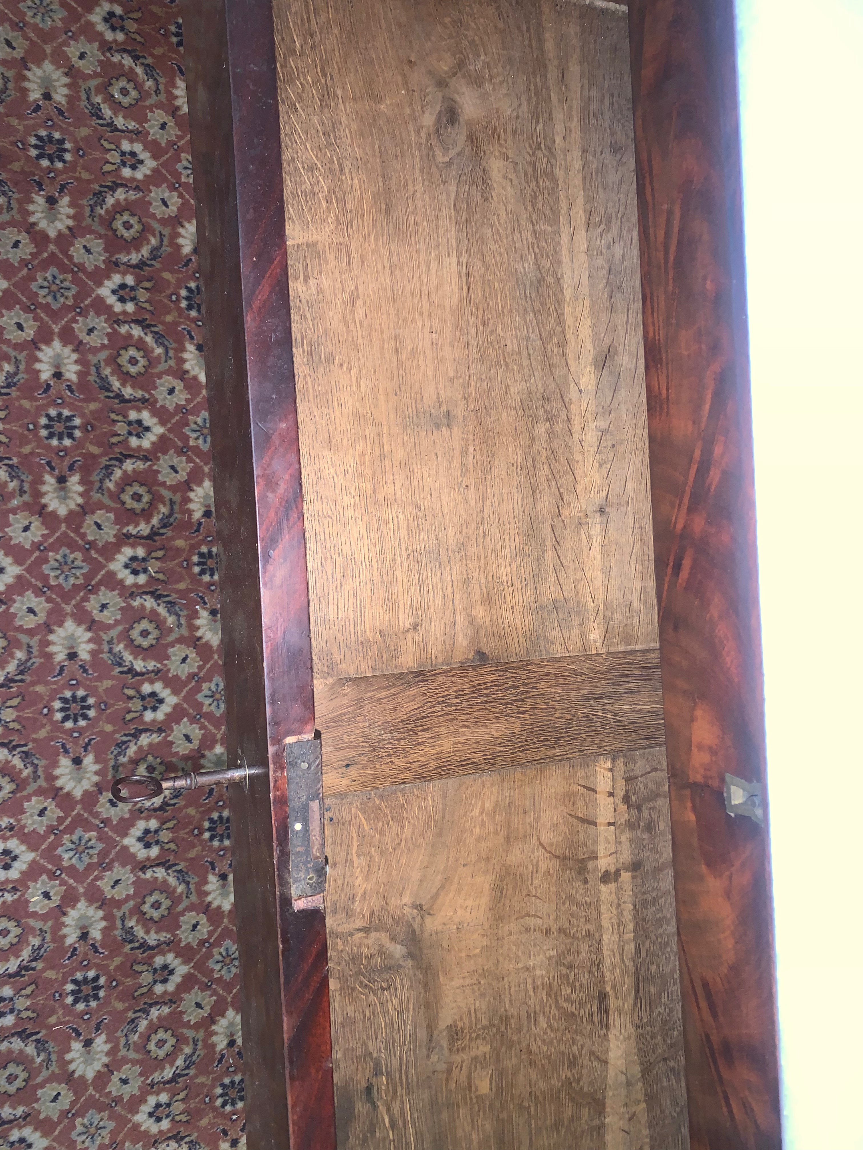 Flame Mahogany Louis Philippe White Marble Top Chest  c.1900