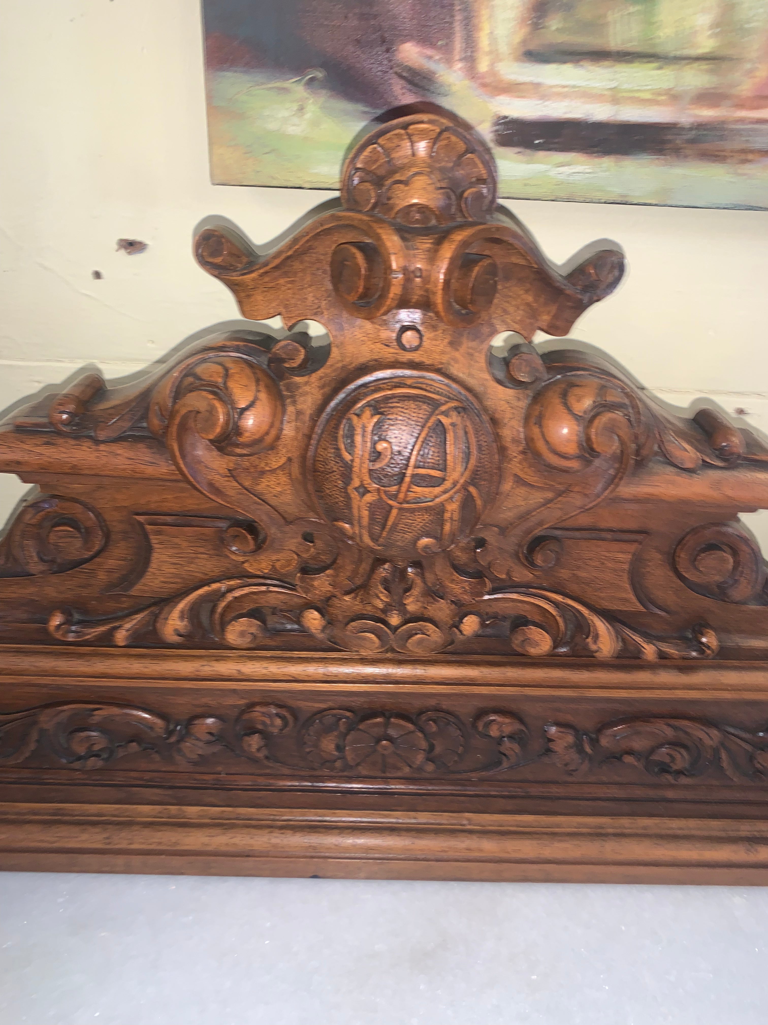 Hard To Find Medium Size French Renaissance Carved Walnut White Marble Top Sideboard  c.1900