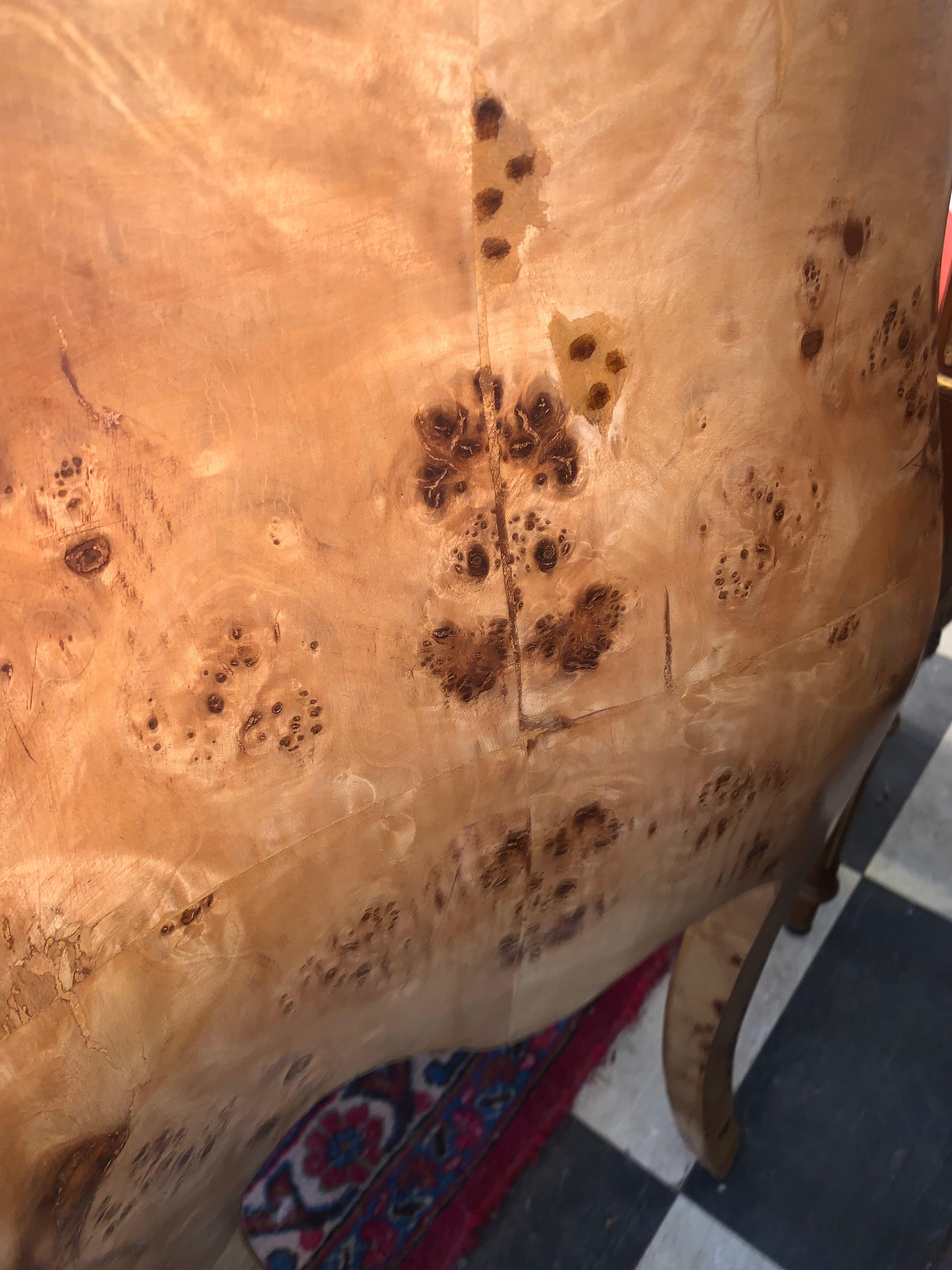 Pair Burled Elm Reproduction Marble Top Bedsides Chest New