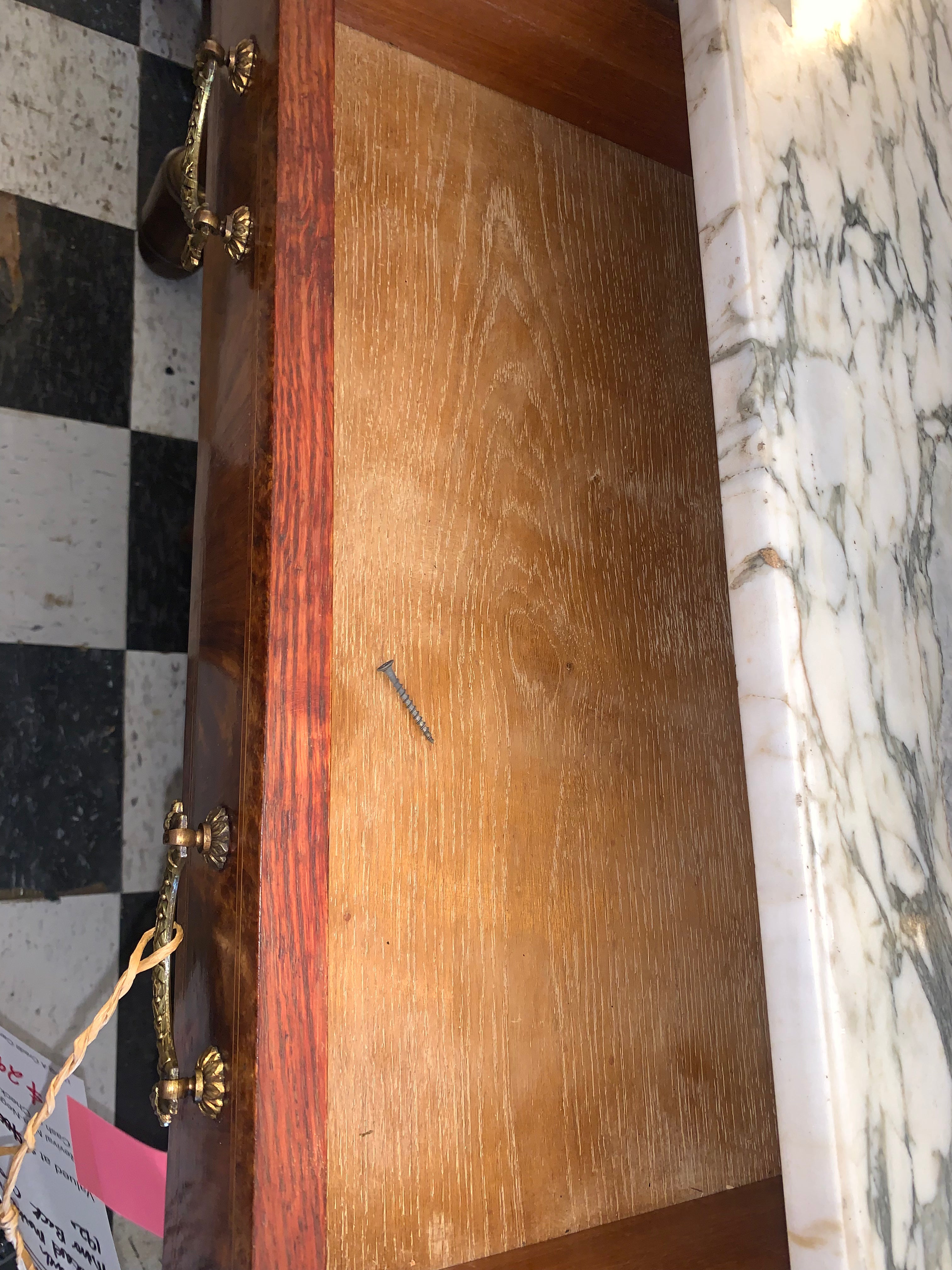 Hard to Find Size Small French Sideboard Marble Top Mirror Back  c.1920