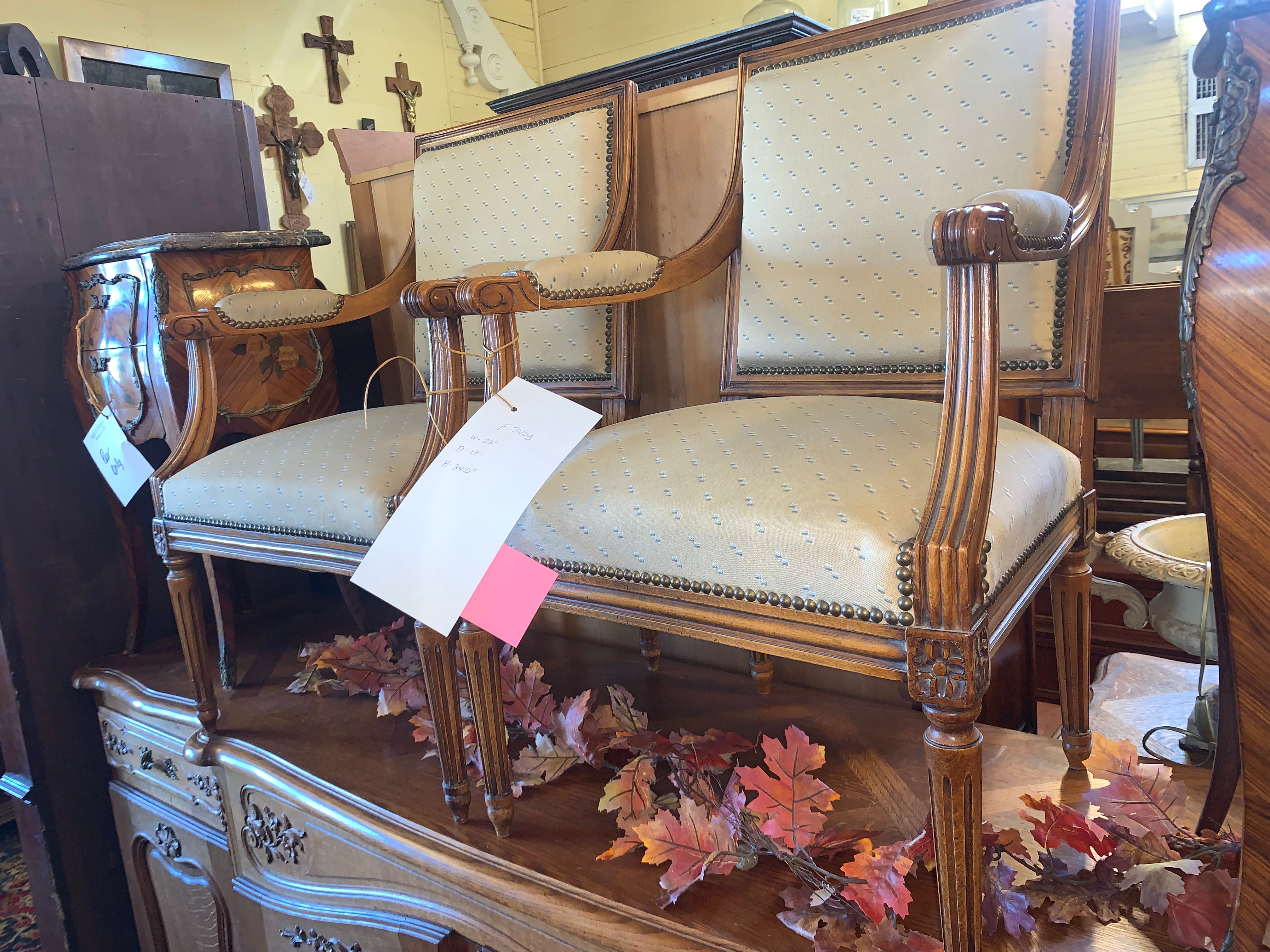 Pair Vintage French Arm Chairs  c.1930s