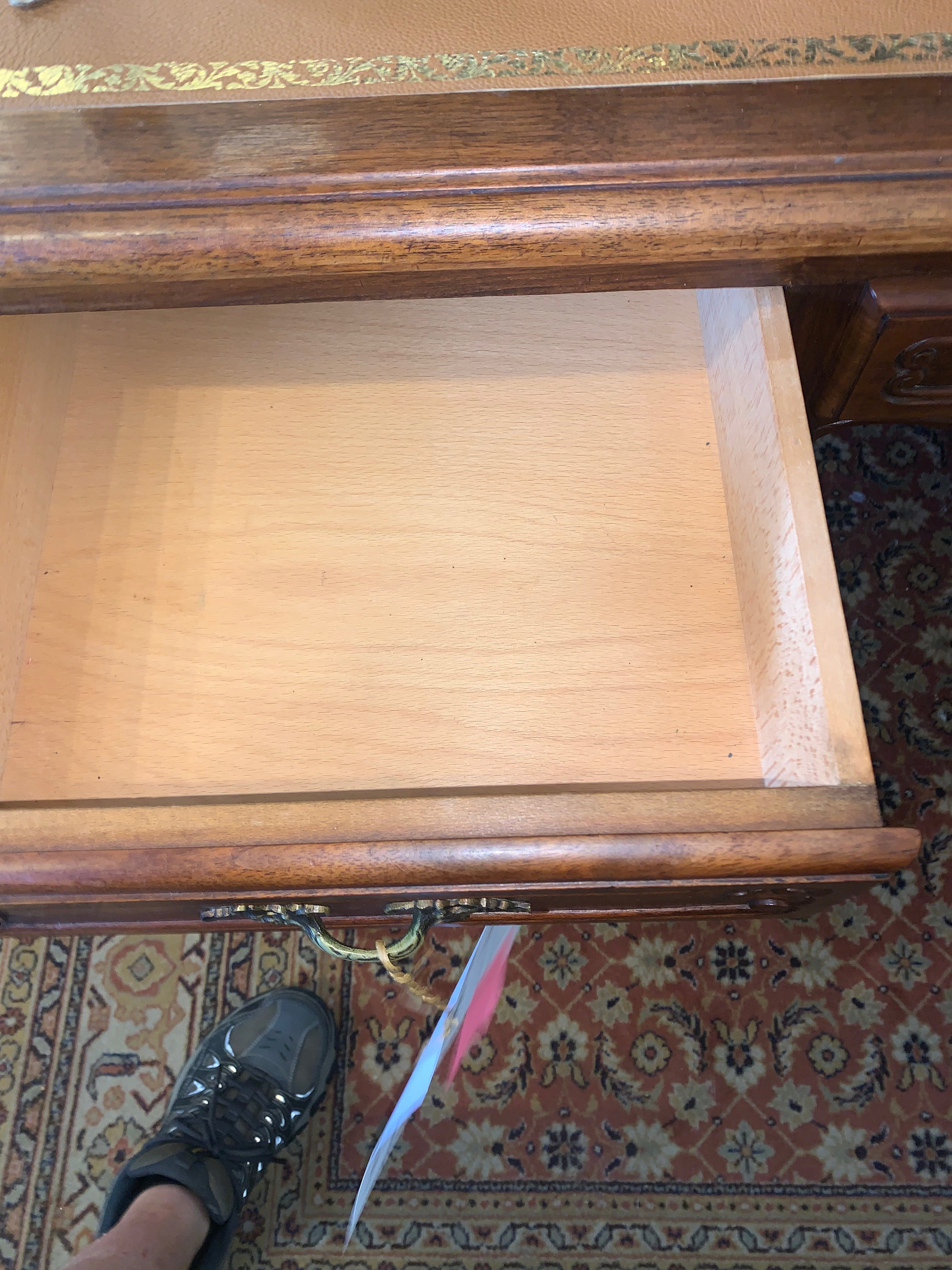 Hard to Find French Antique Leather Top Desk Great Size  c.1920s