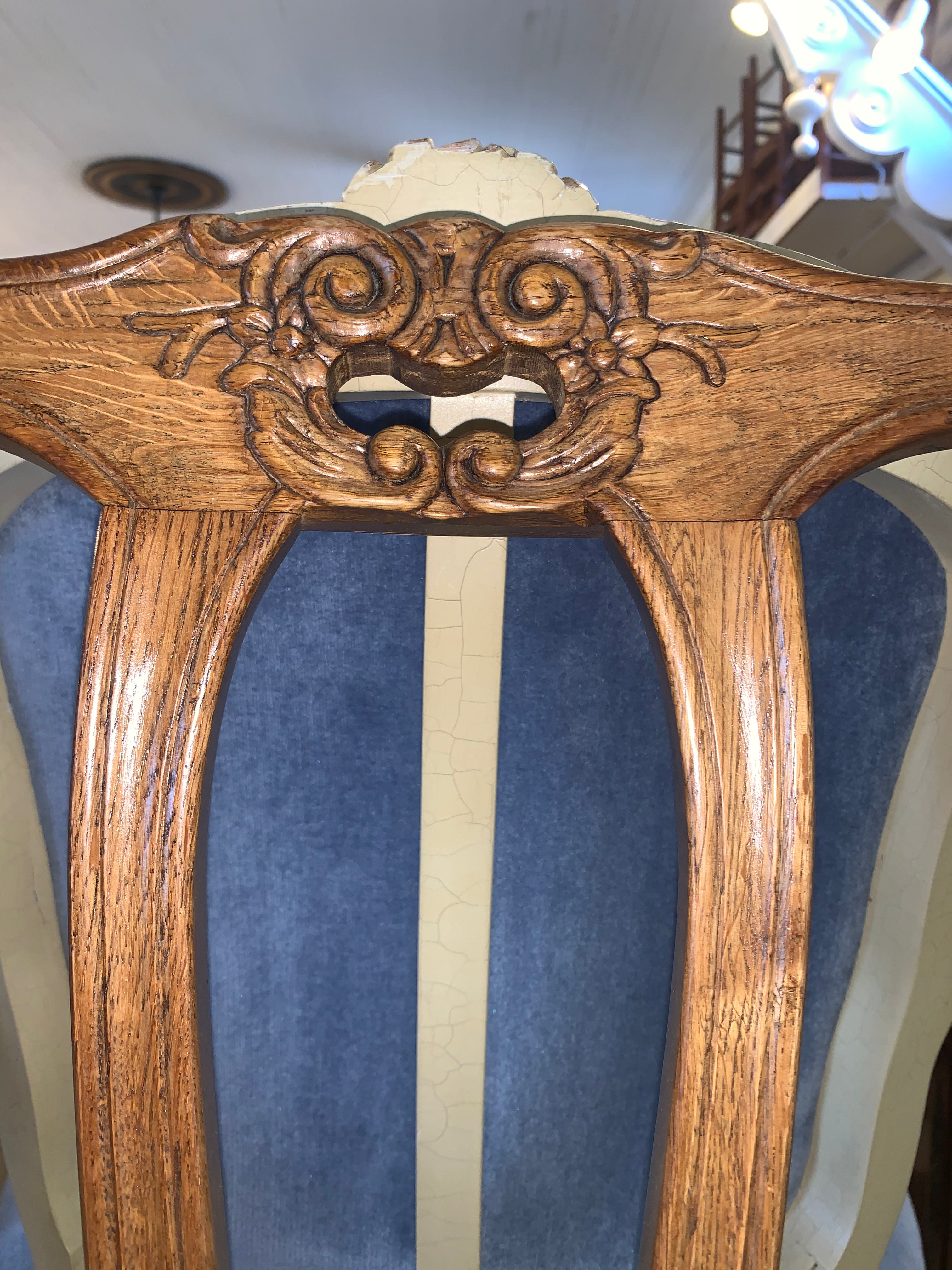 Set of 6 Vintage Oak Rush Seat Dining Chairs  c.1940s