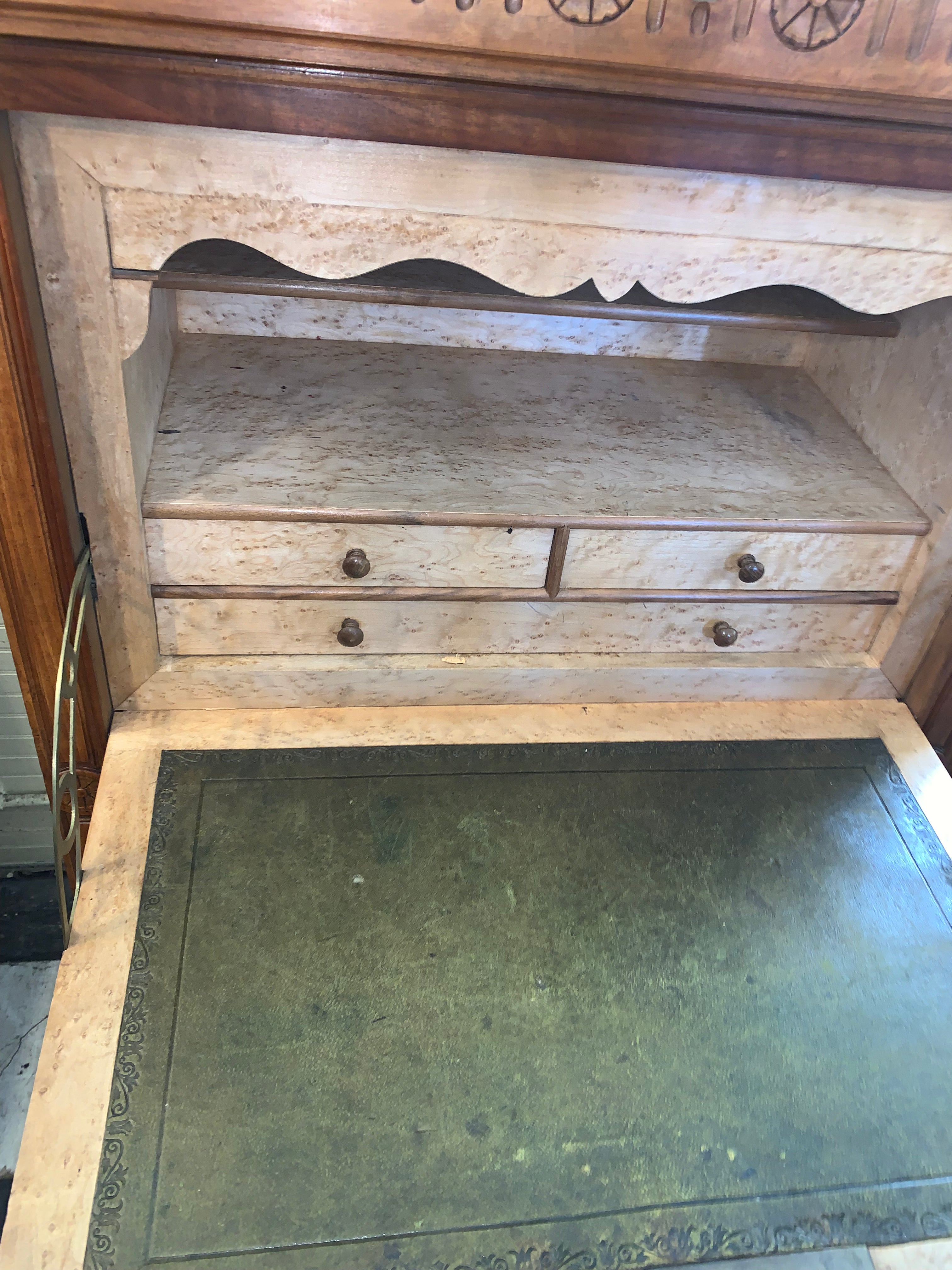 Henri II Style Walnut Drop Front Secretary Desk  c.1900