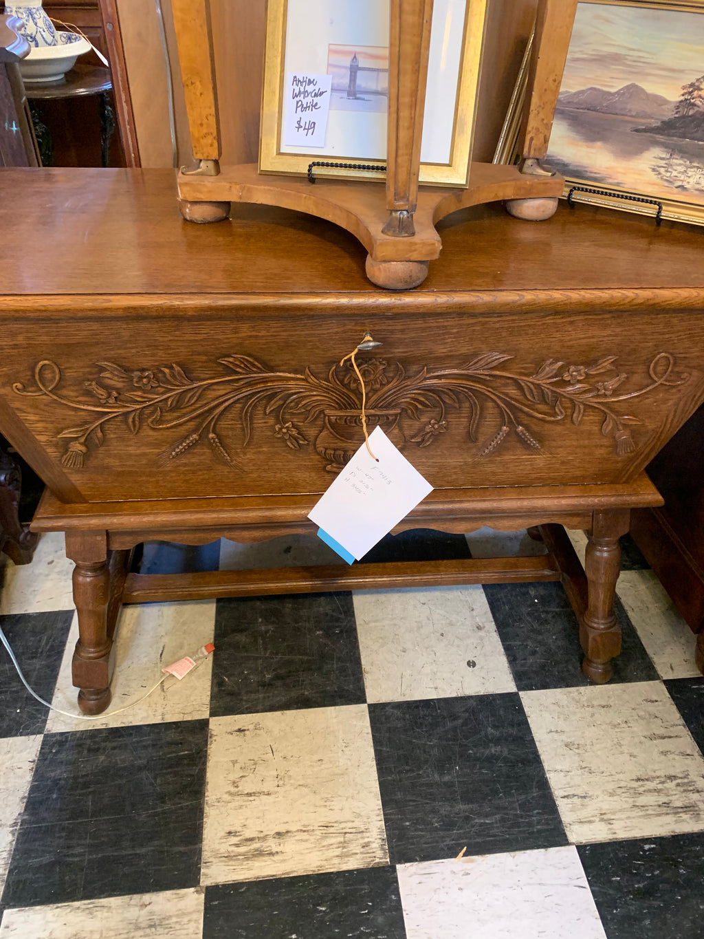 Vintage French Petrin or Grain Bowl Now A Drop Front Bar Cabinet  c1950s