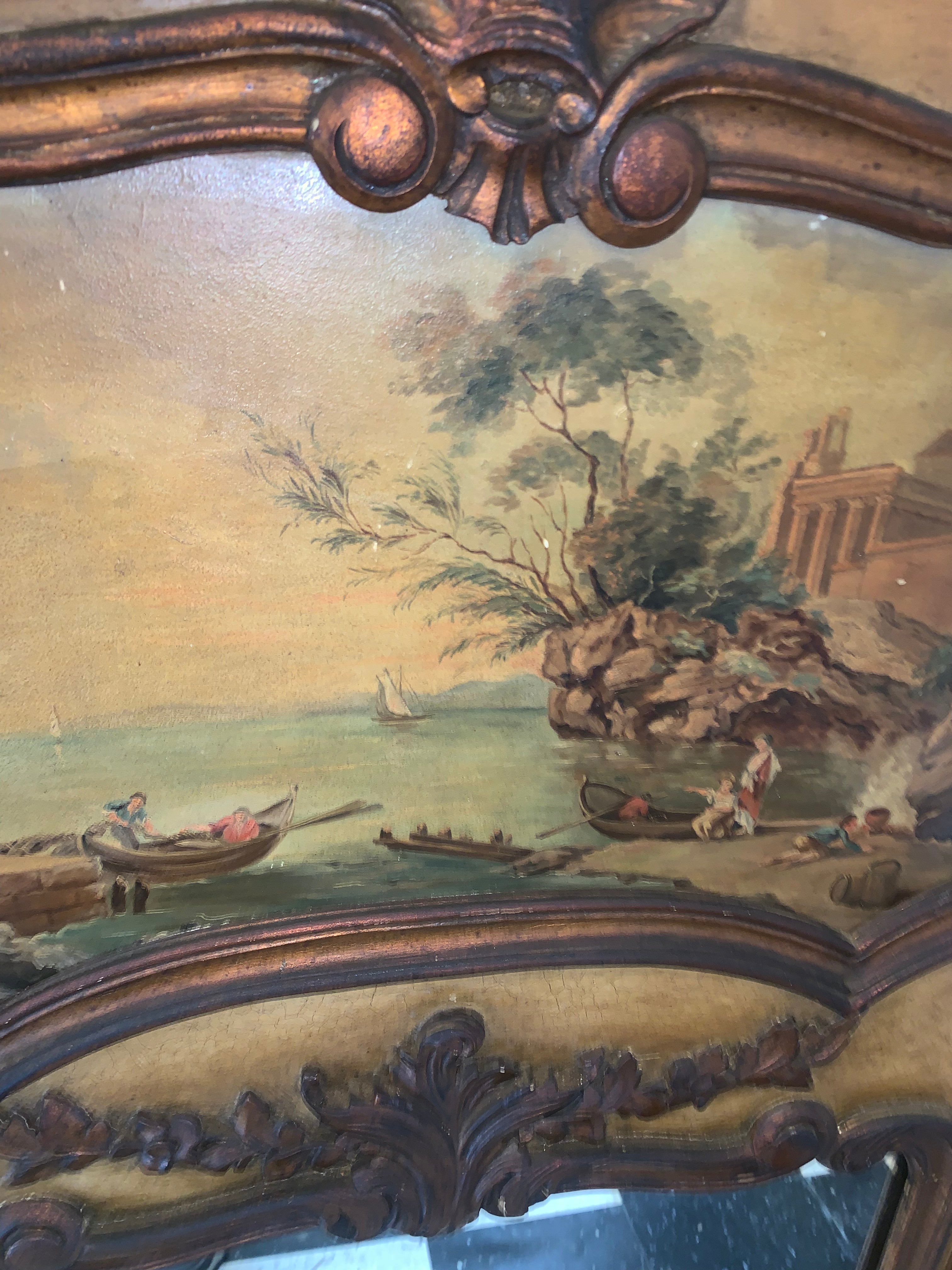 Antique French Trumeau Mirror  c.1920s