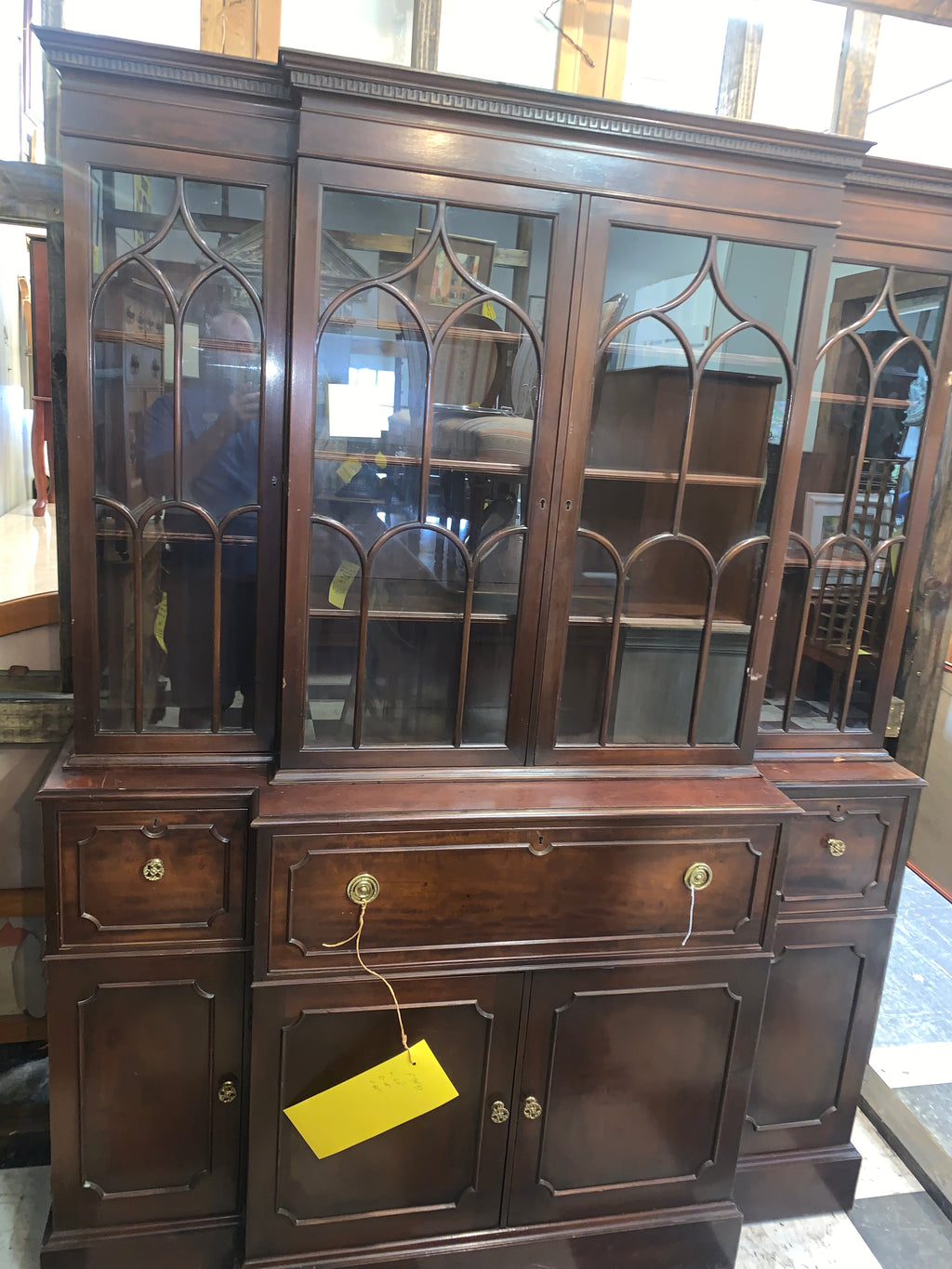 Mahogany Secretary Drop Front Desk Breakfront