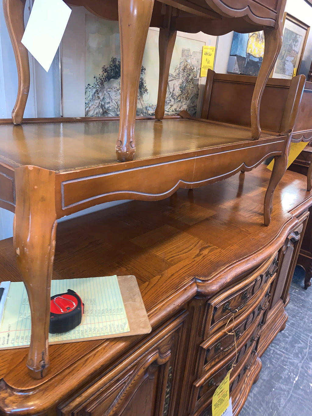 Mid Century Leather Top Coffee Table