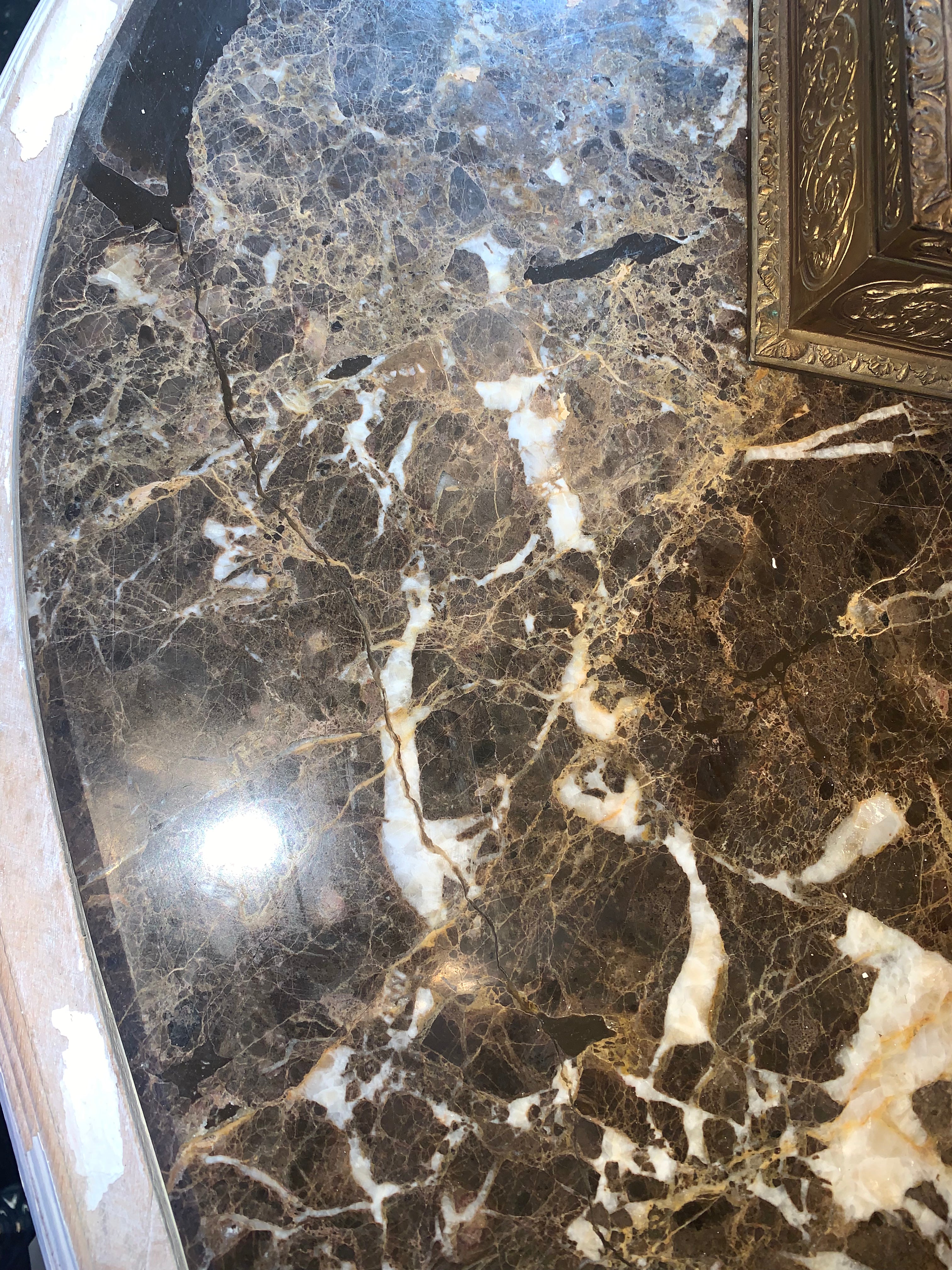 Vintage Marble Top Chippy Paint Bombe Chest  c.1950s