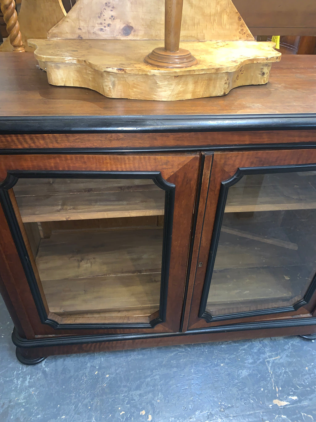 Antique French Walnut Cabinet missing glass pane