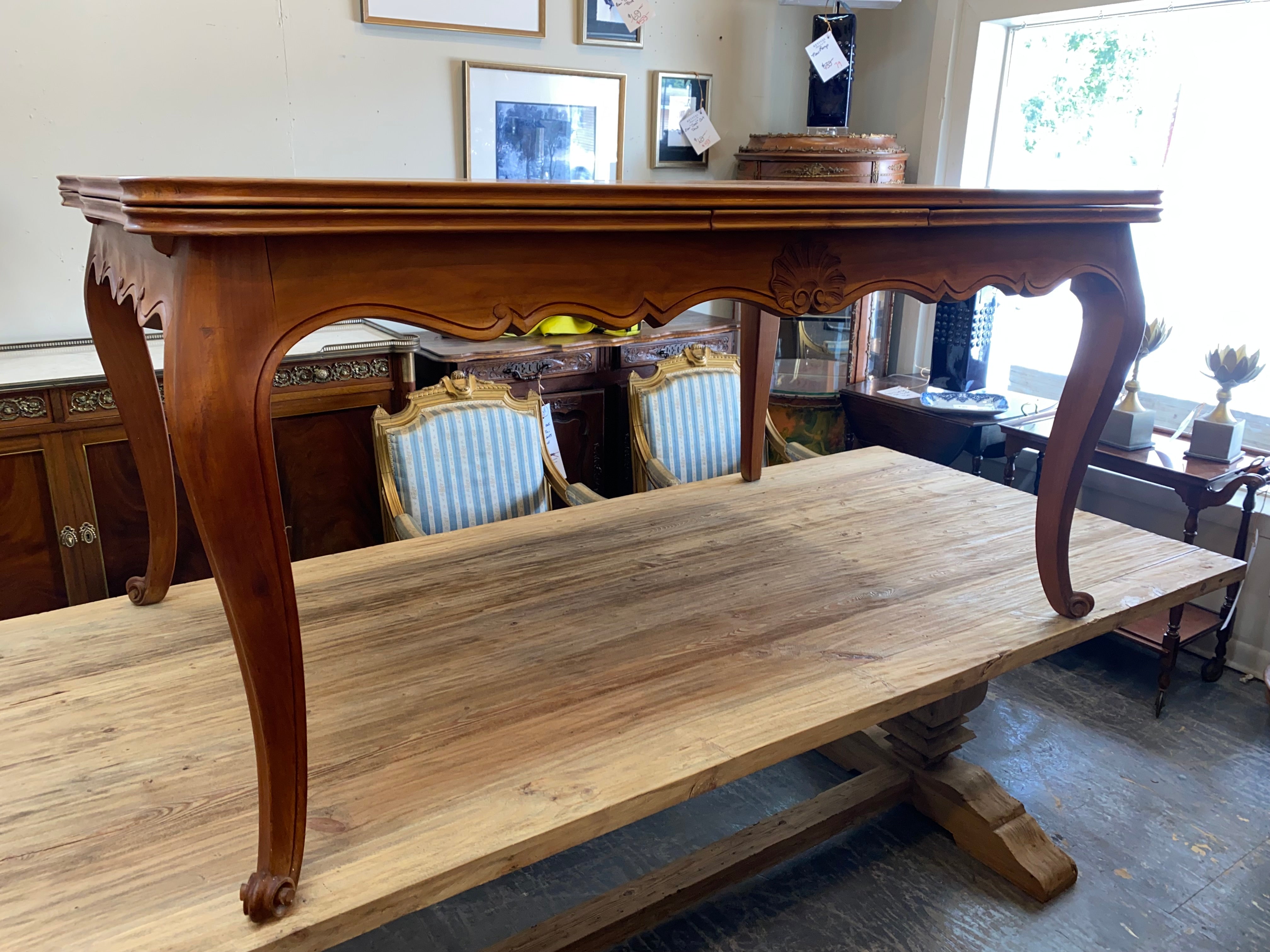 French Fruitwood Draw Leaf Dining Table C. 1930s