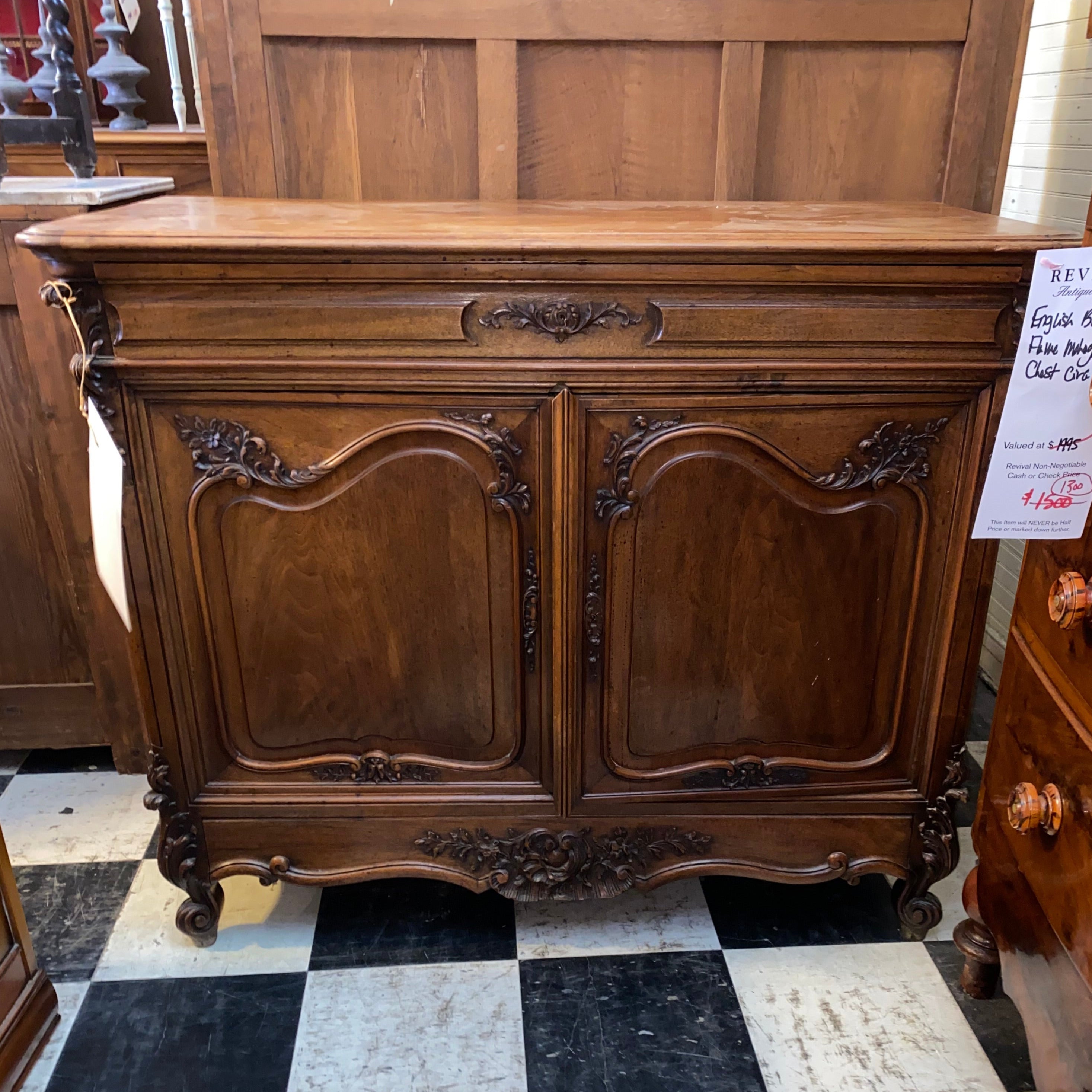Louis XV Style Carved Walnut Sideboard C. 1930s