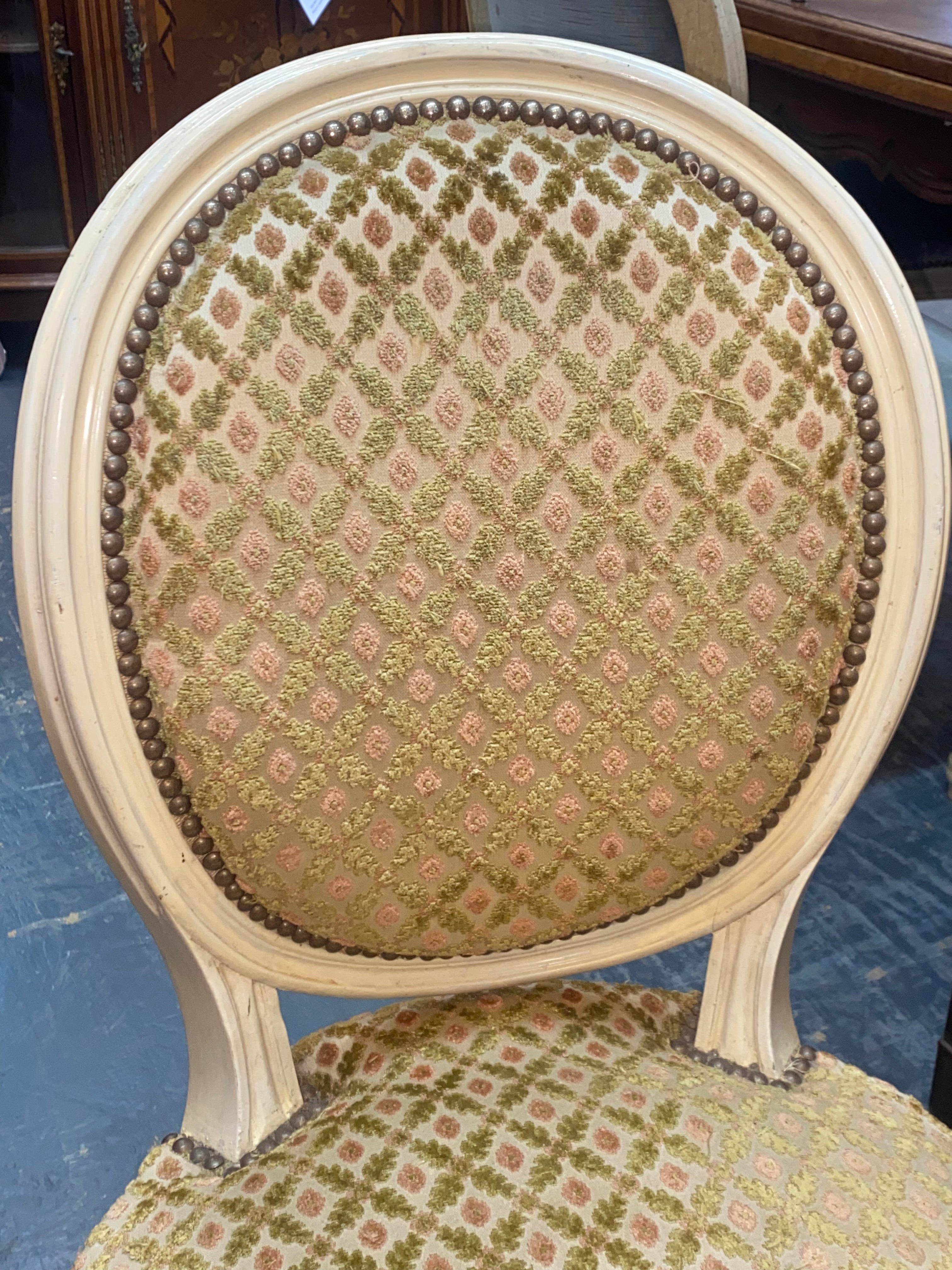 Set of 6 Oval Back Dining Chairs from France