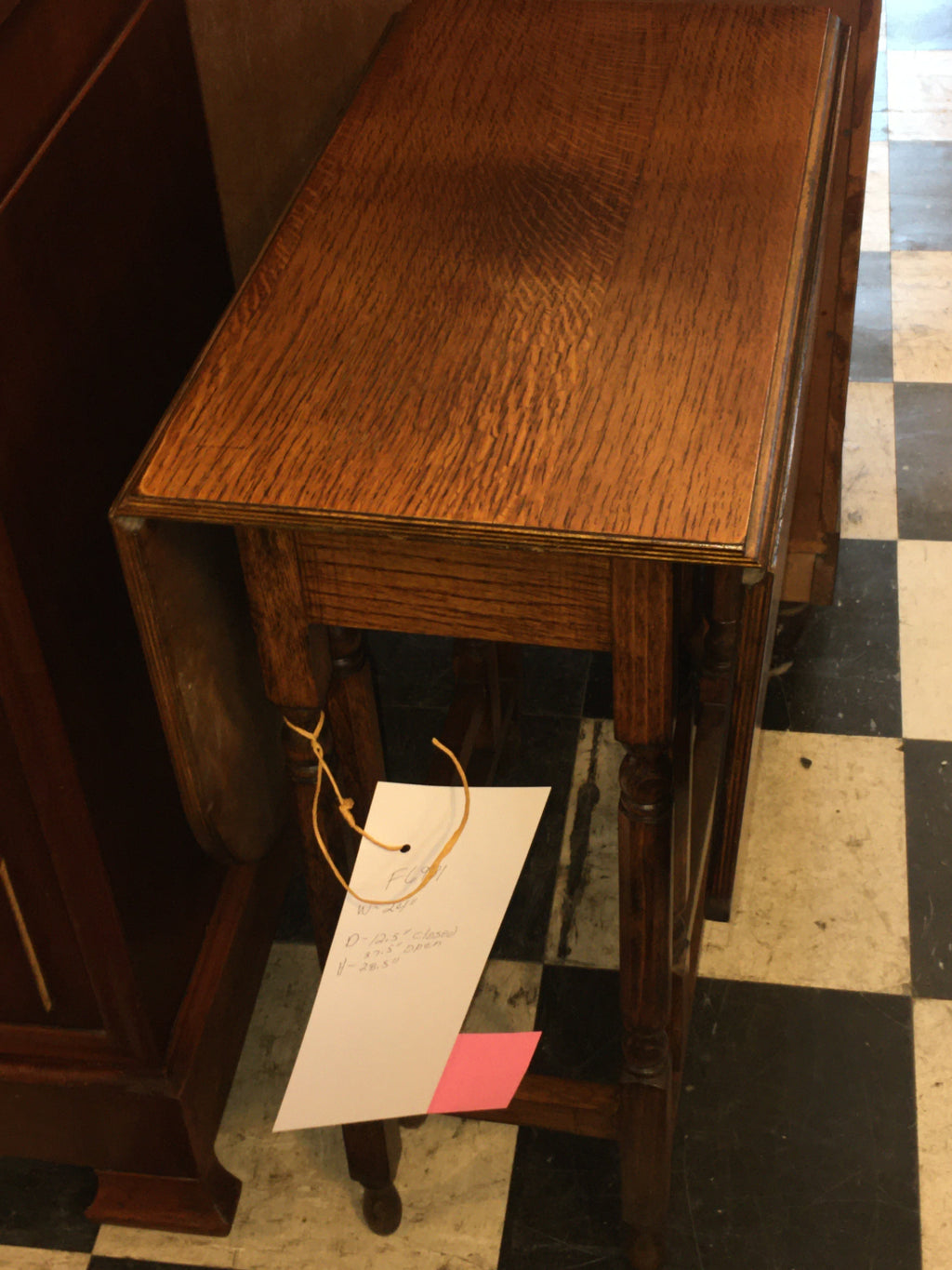 Hard To Find RARE Petite Oak English Drop Leaf Table c.1920s