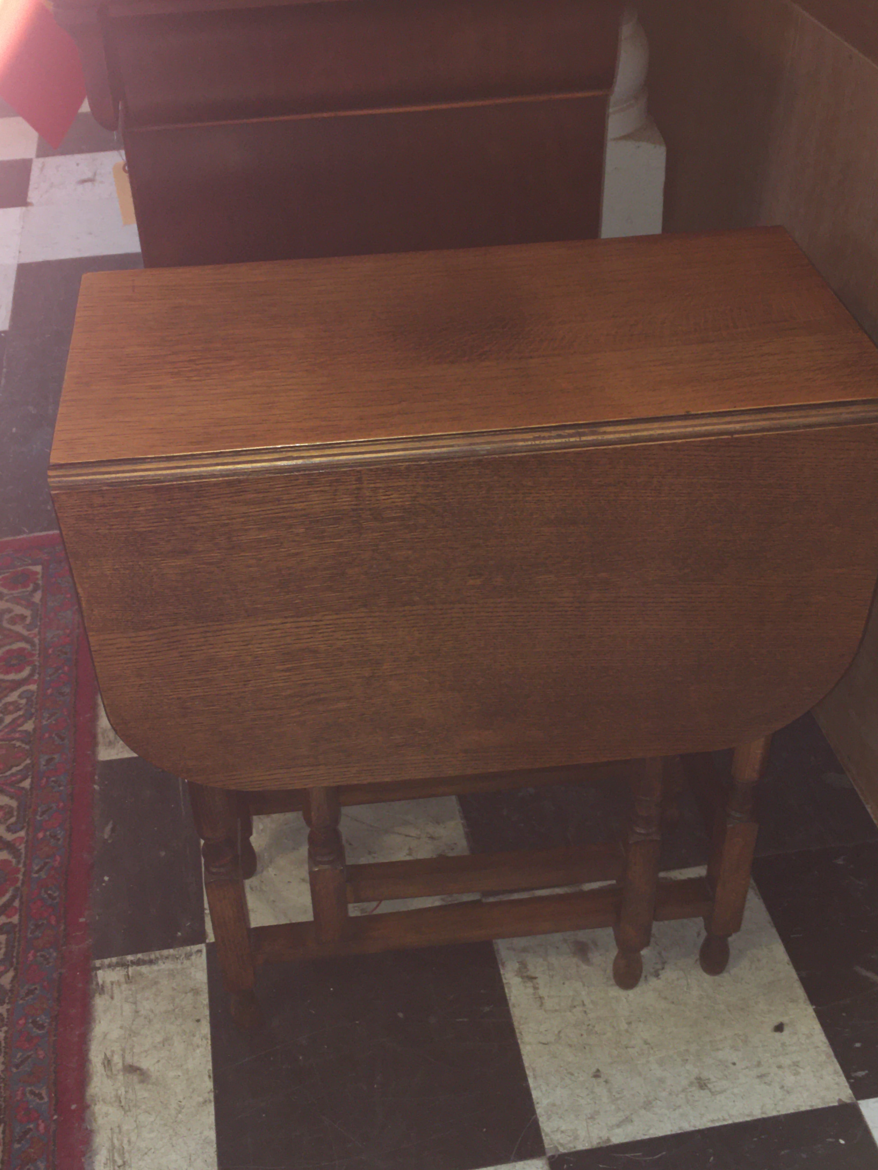 Hard To Find RARE Petite Oak English Drop Leaf Table c.1920s