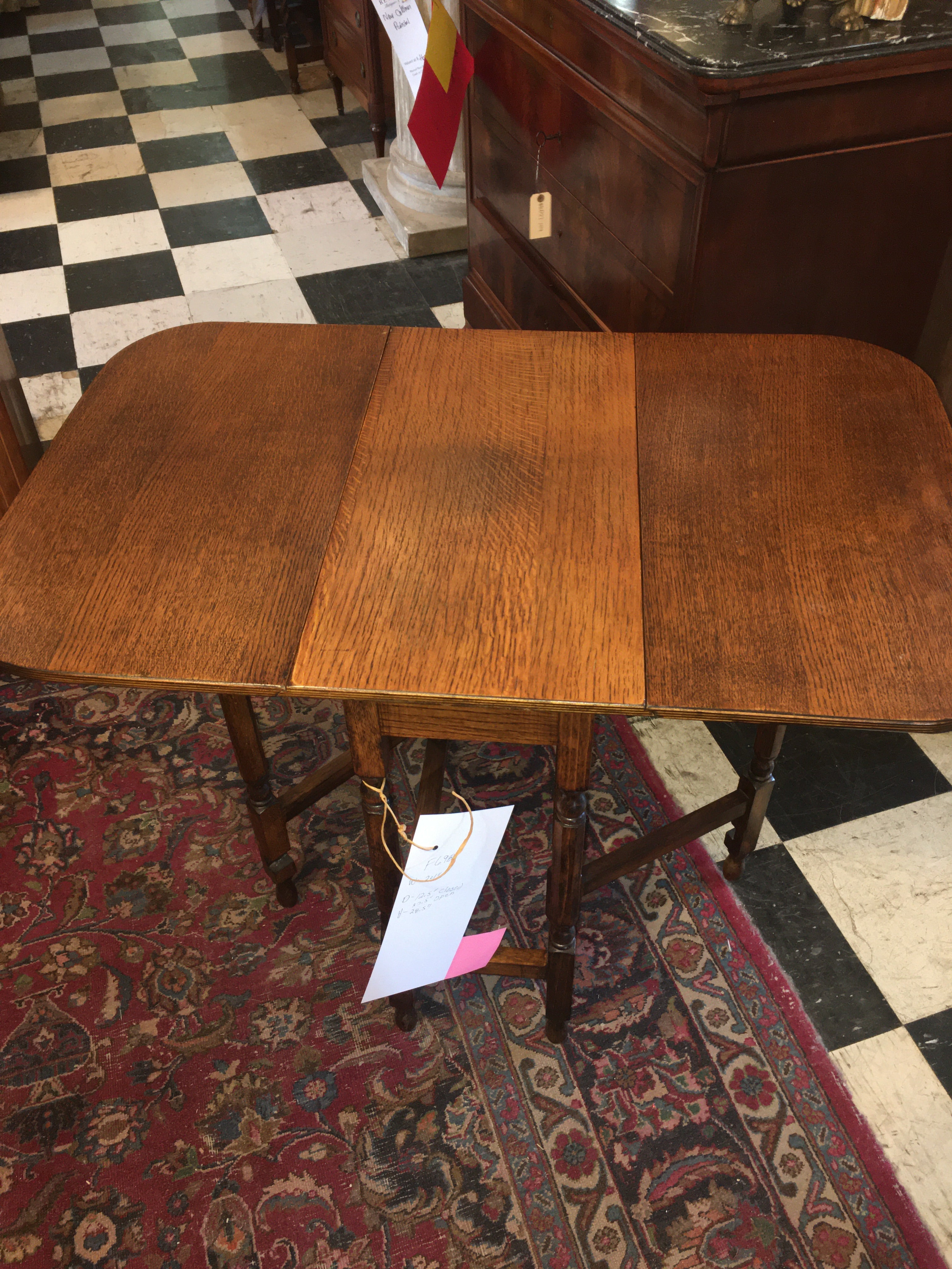 Hard To Find RARE Petite Oak English Drop Leaf Table c.1920s