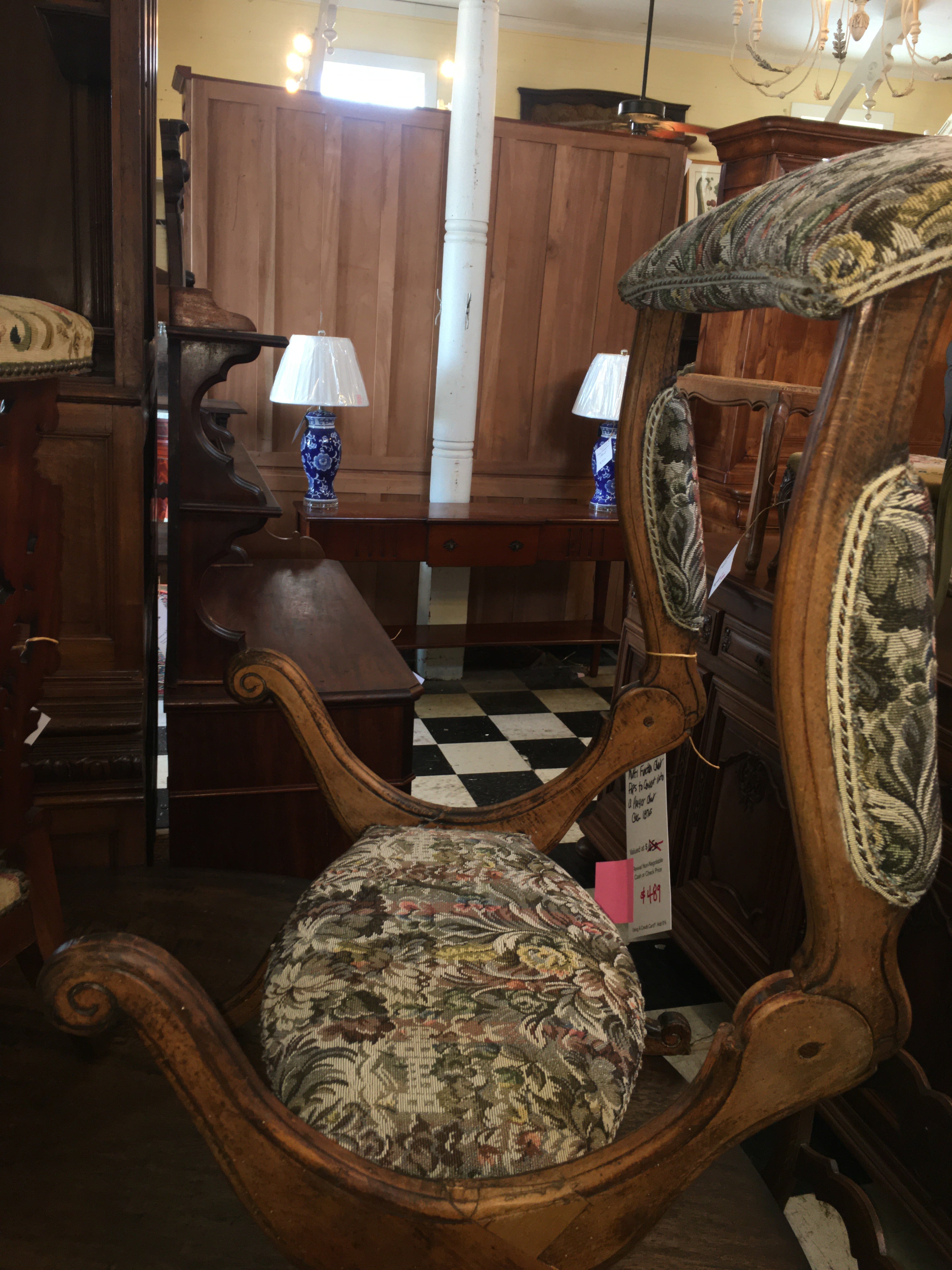 RARE French Walnut Multi Function Chair Flips Into Prayer Kneeler  c.1870s