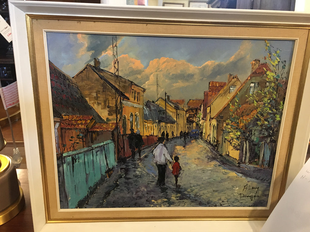 EUROPEAN STREET SCENE PAINTING VINTAGE