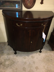 HARD TO FIND ENGLISH MAHOGANY DEMI LUNE CABINET  c.1930s