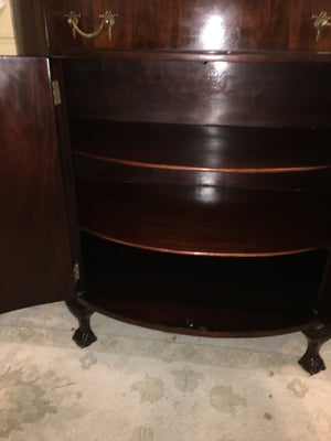 HARD TO FIND ENGLISH MAHOGANY DEMI LUNE CABINET  c.1930s