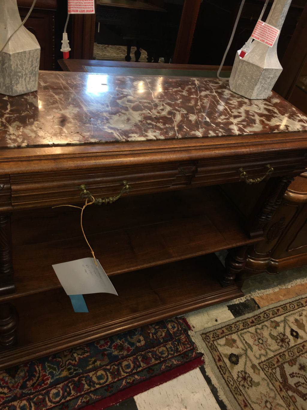 FRENCH MARBLE TOP DESSERT SERVER  c.1920s