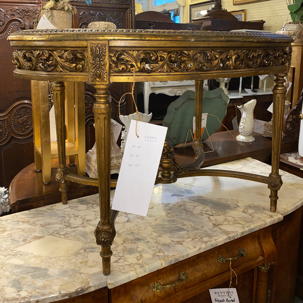French Gilt Marble Topped Parler Table C. 1920s