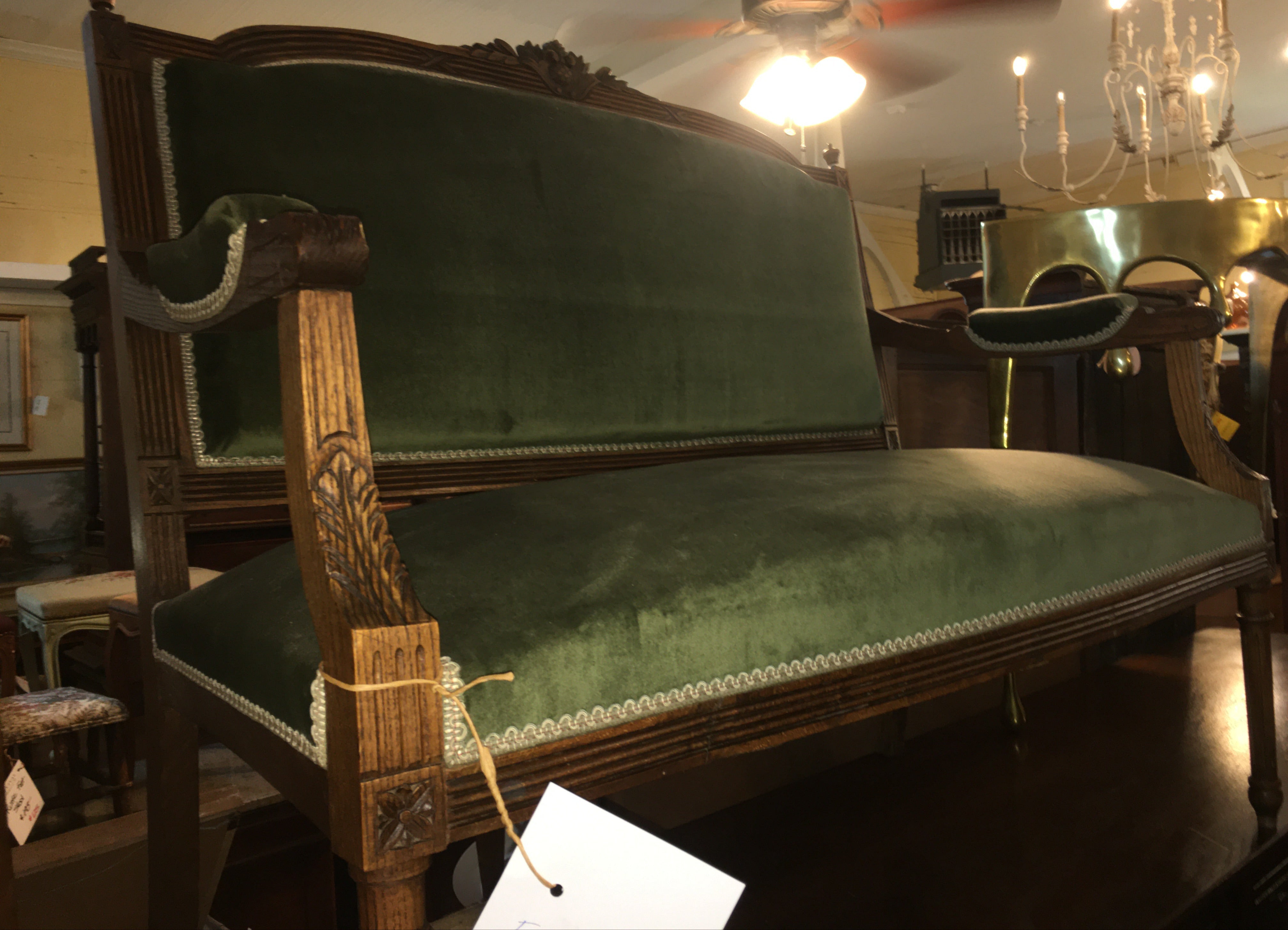 French Carved Walnut Settee c.1900s