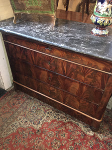 Louis Philippe Flame Mahogany Marble Top Chest c.1900
