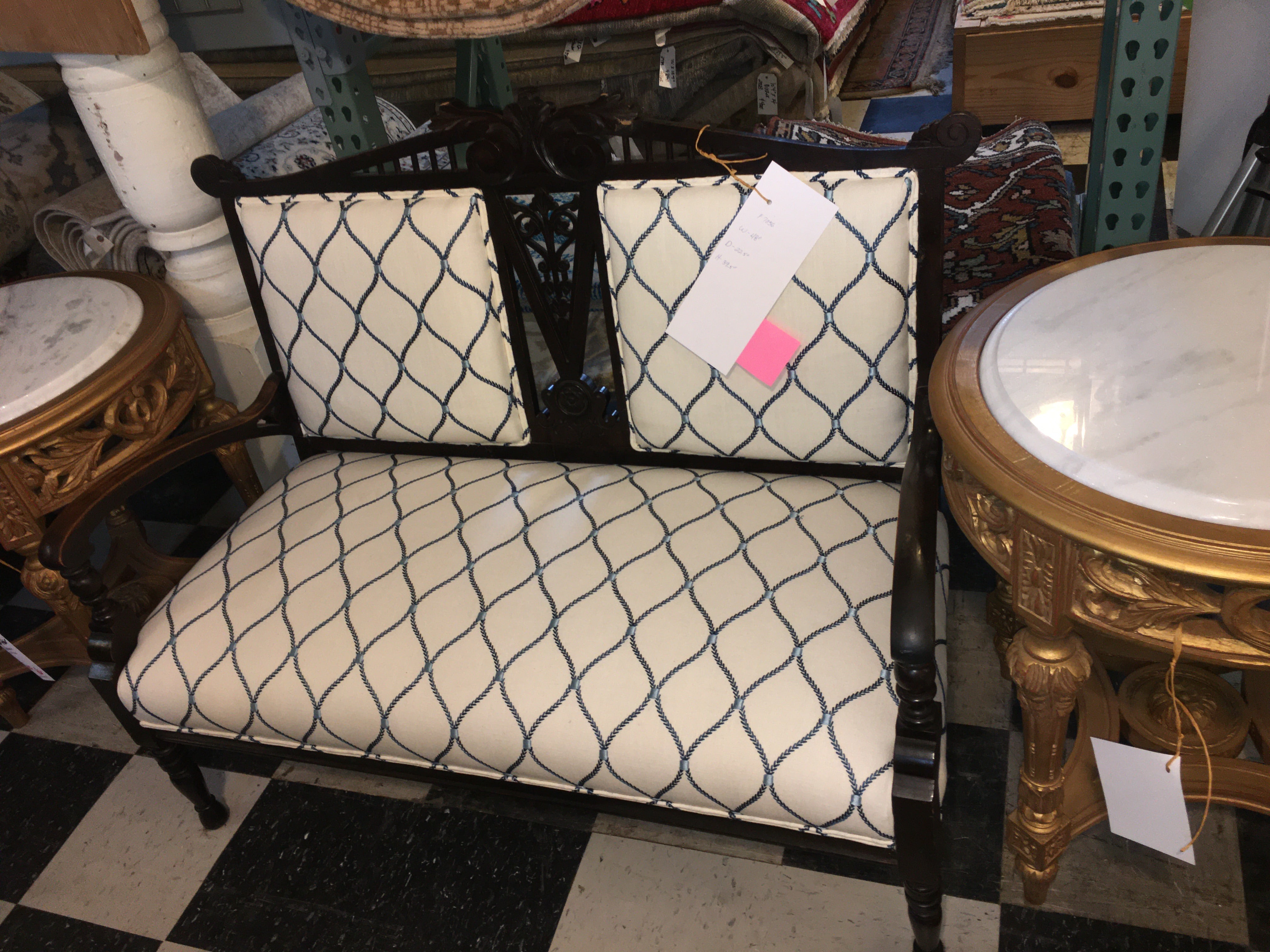 Newly Reupholstered American Settee GREAT TEXTILE