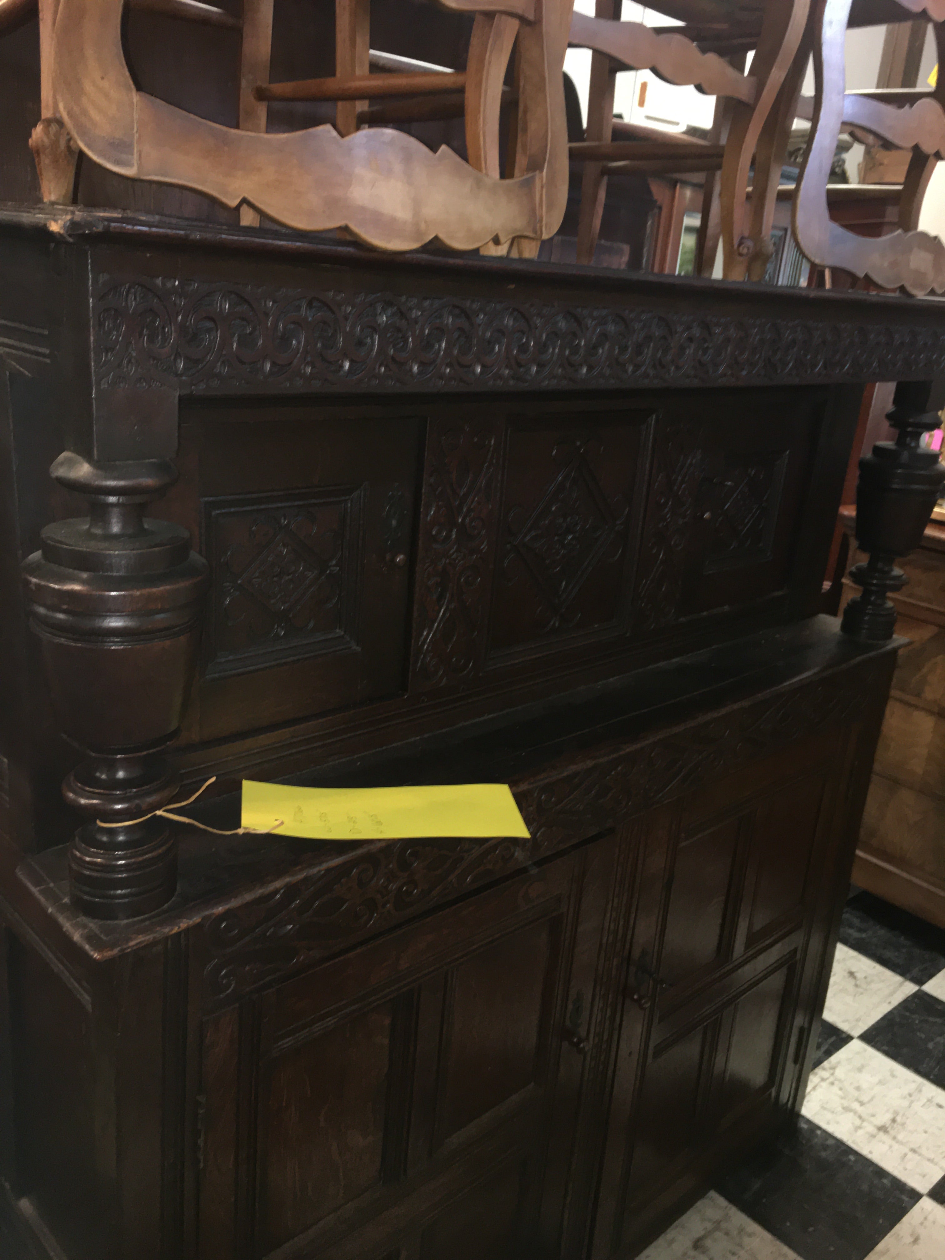 RENAISSANCE STYLE CARVED OAK COURT CUPBOARD c.1900