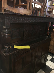 RENAISSANCE STYLE CARVED OAK COURT CUPBOARD c.1900