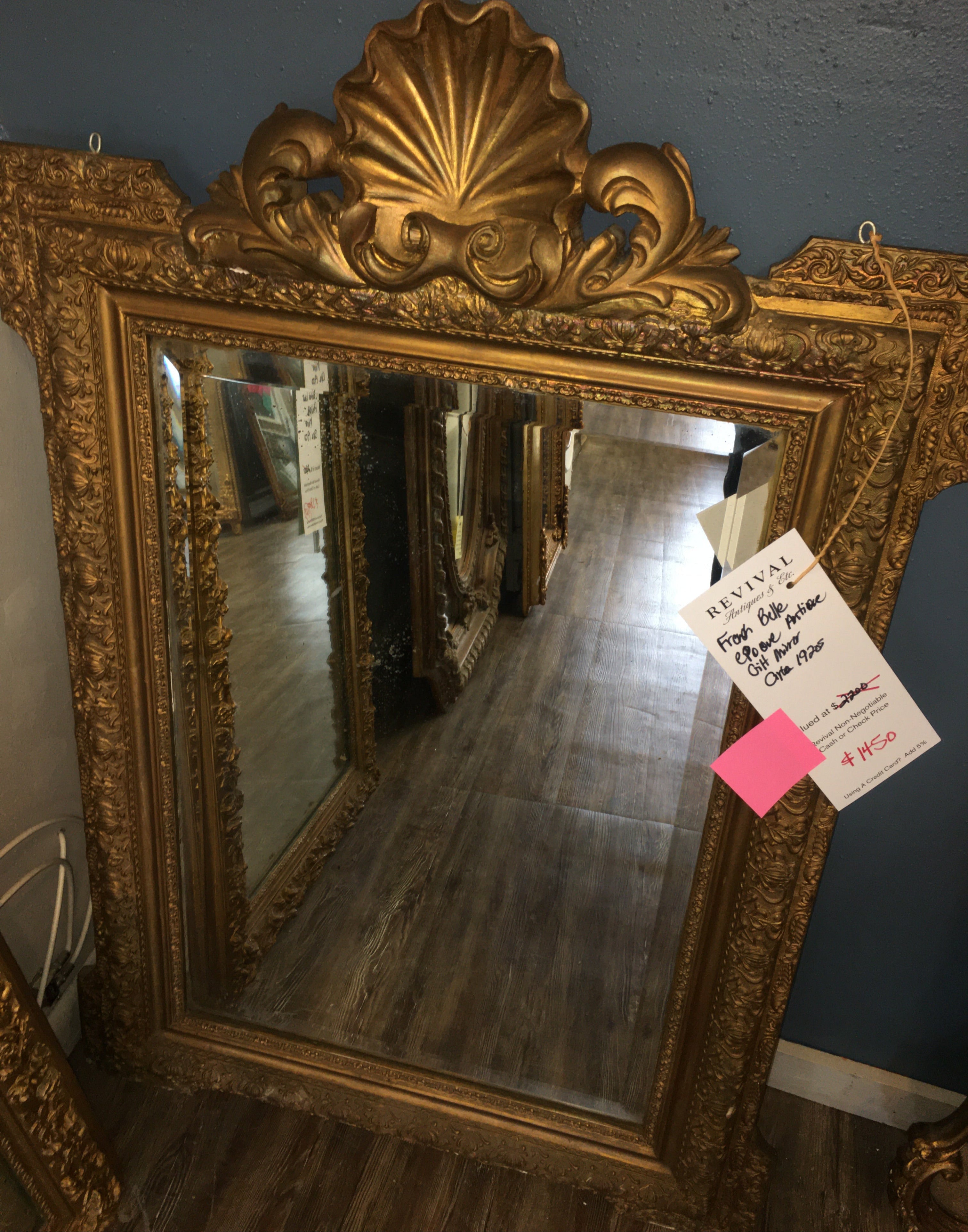 FRENCH BELLE EPOQUE ANTIQUE GILT MIRROR c.1920s
