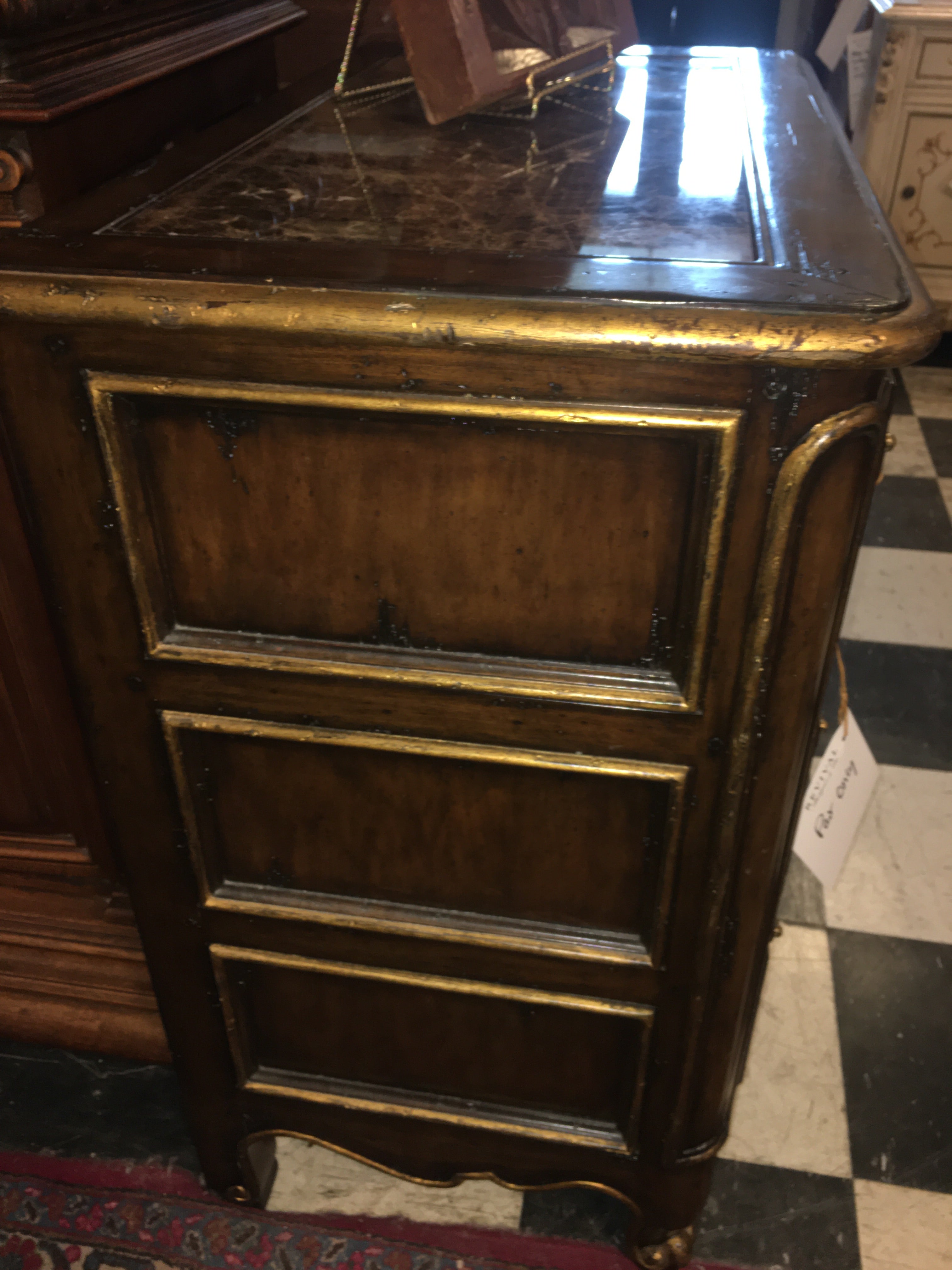 Matched Pair Designer Brand Marge Carson Marble Top Bedside Chest c.1990s