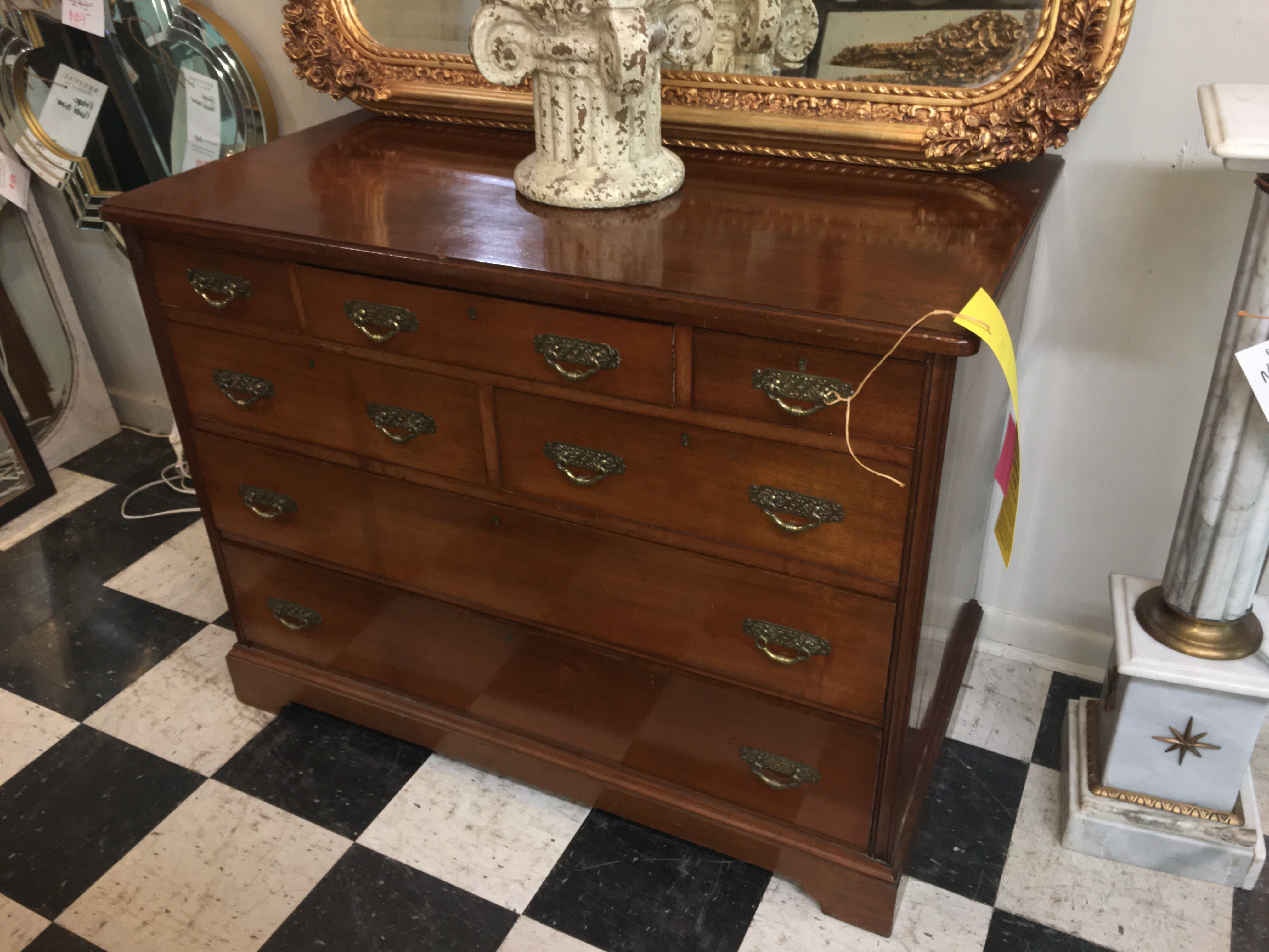 MASSIVE ENGLISH MAHOGANY CHEST OF DRAWERS  c.1920s