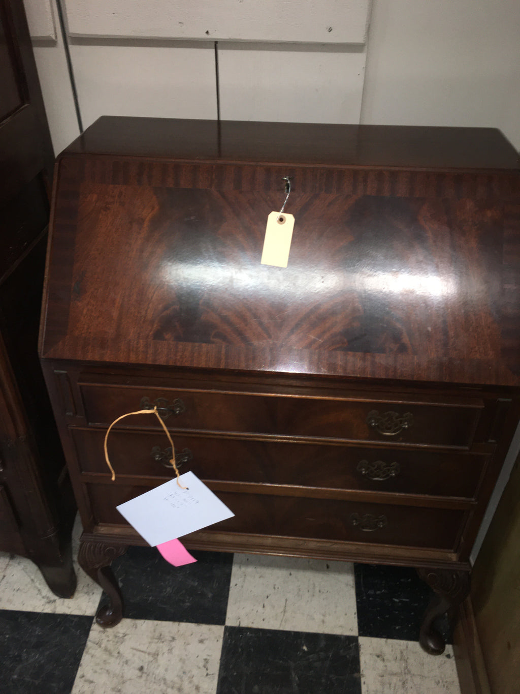 Vintage English Mahogany Drop Front Desk