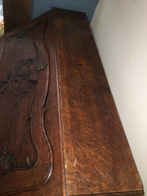 Fabulous Antique English Dark Oak Drop Front Desk  c.1900
