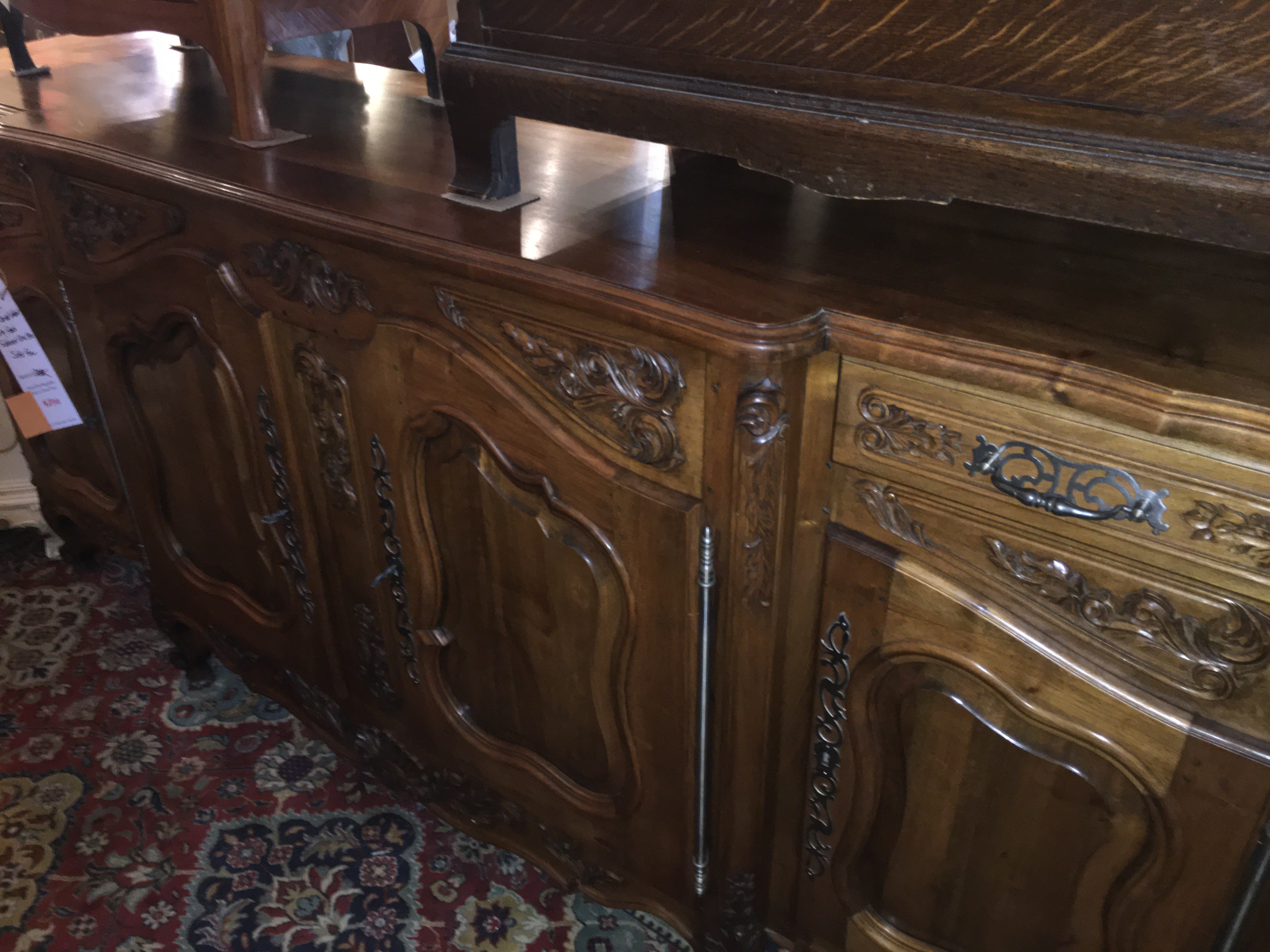 Exquisite French Carved Walnut Country French Sideboard  c.1900
