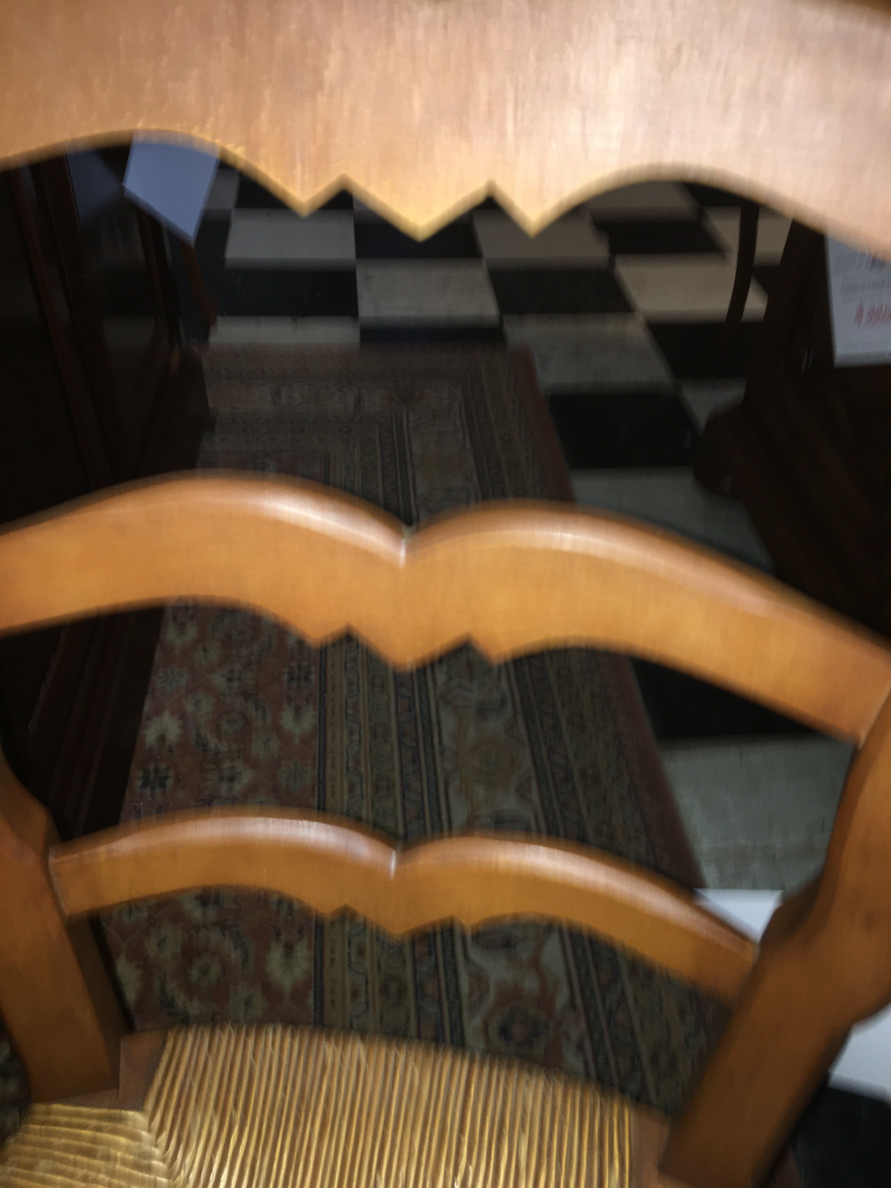 Set Of 6 French Fruitwood Rush Seat Dining Chairs