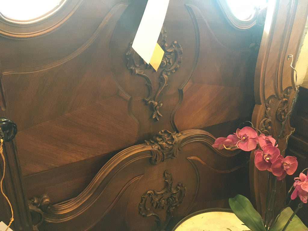 Louis XV Carved Walnut European Double Size Bed With Rails  c.1900