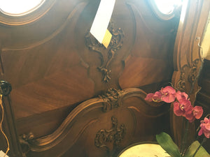 Louis XV Carved Walnut European Double Size Bed With Rails  c.1900