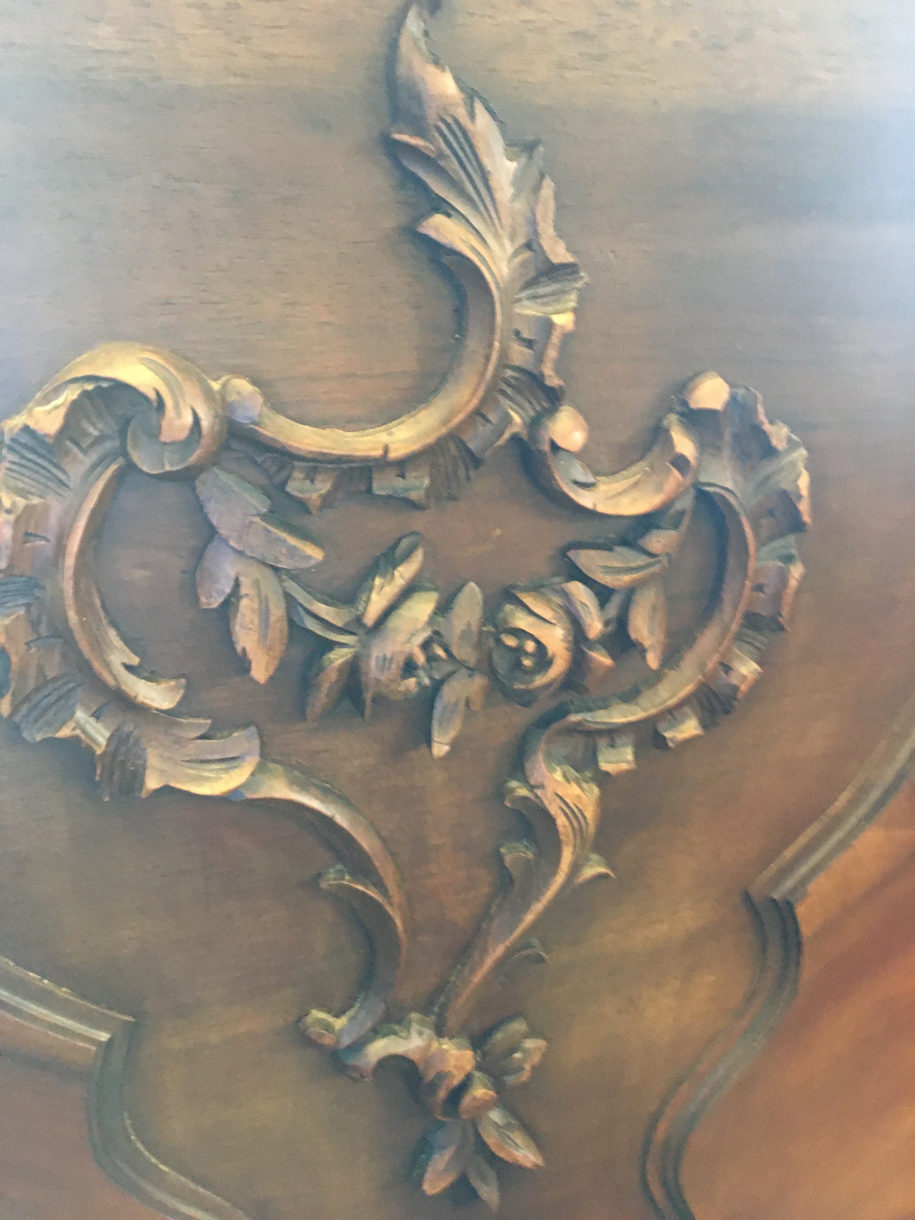 Louis XV Carved Walnut European Double Size Bed With Rails  c.1900