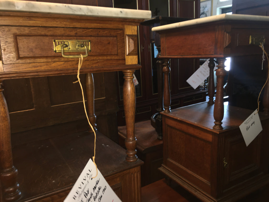Near Pair Of French Marble Top Bedside Cabinets  c.1900