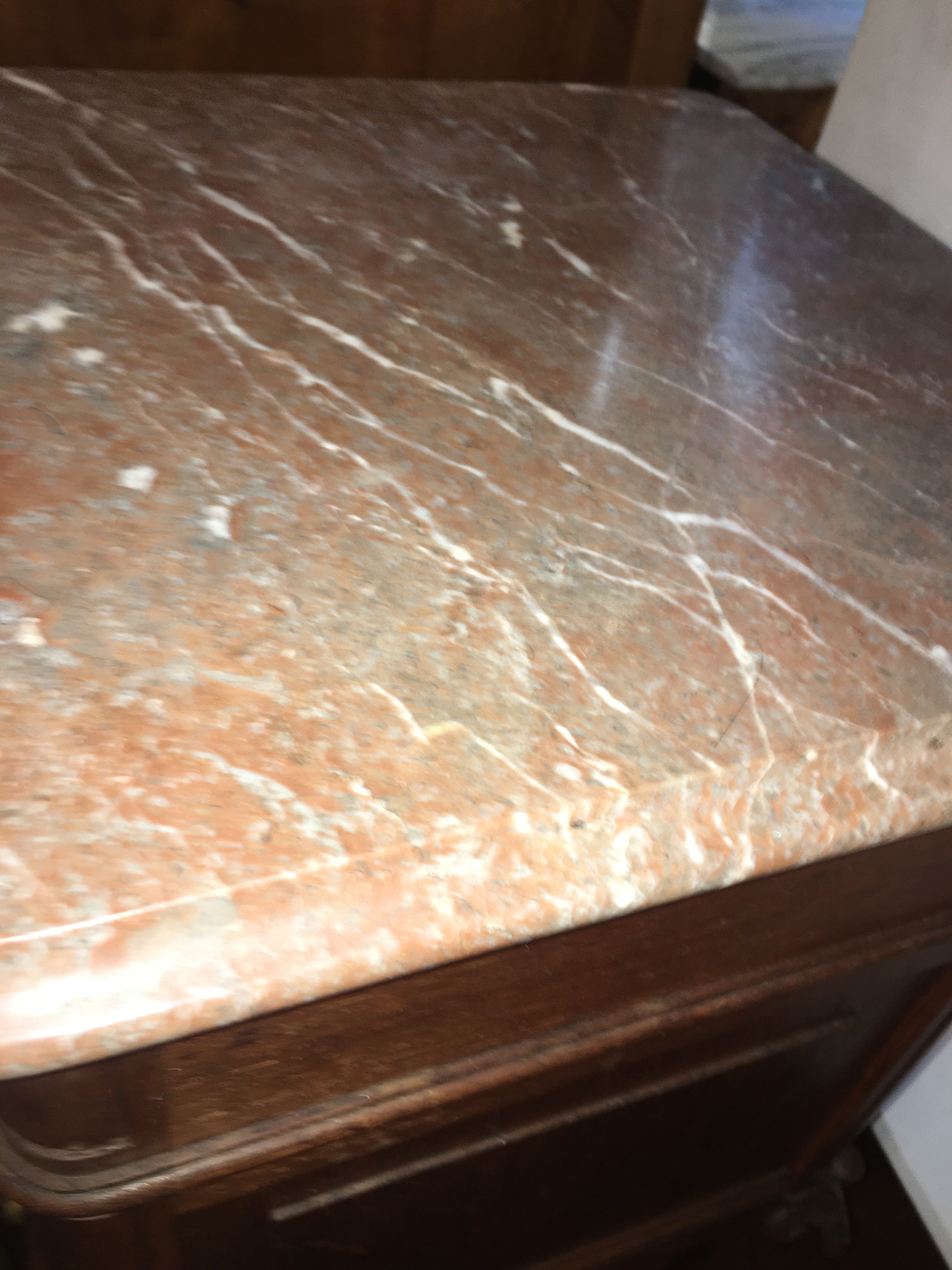Pair Marble Top Oak Bedside Cabinets ORIGINAL MARBLE