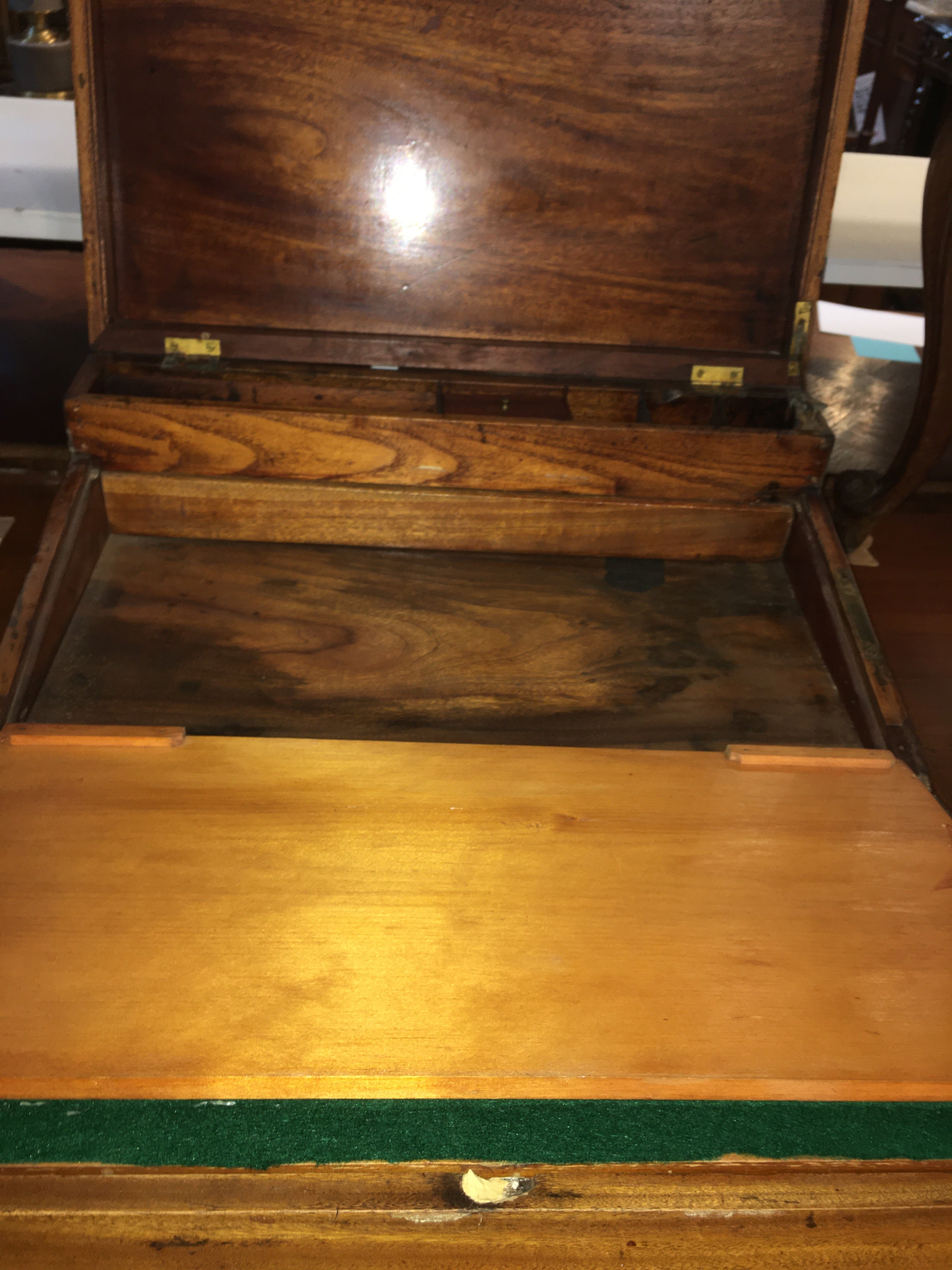 DOUBLE FLIP TOP ANTIQUE WRITING DESK  c.1880