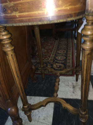 MARQUETRY INLAID FRENCH SALON BRASS GALLERY TABLE  c.1930s